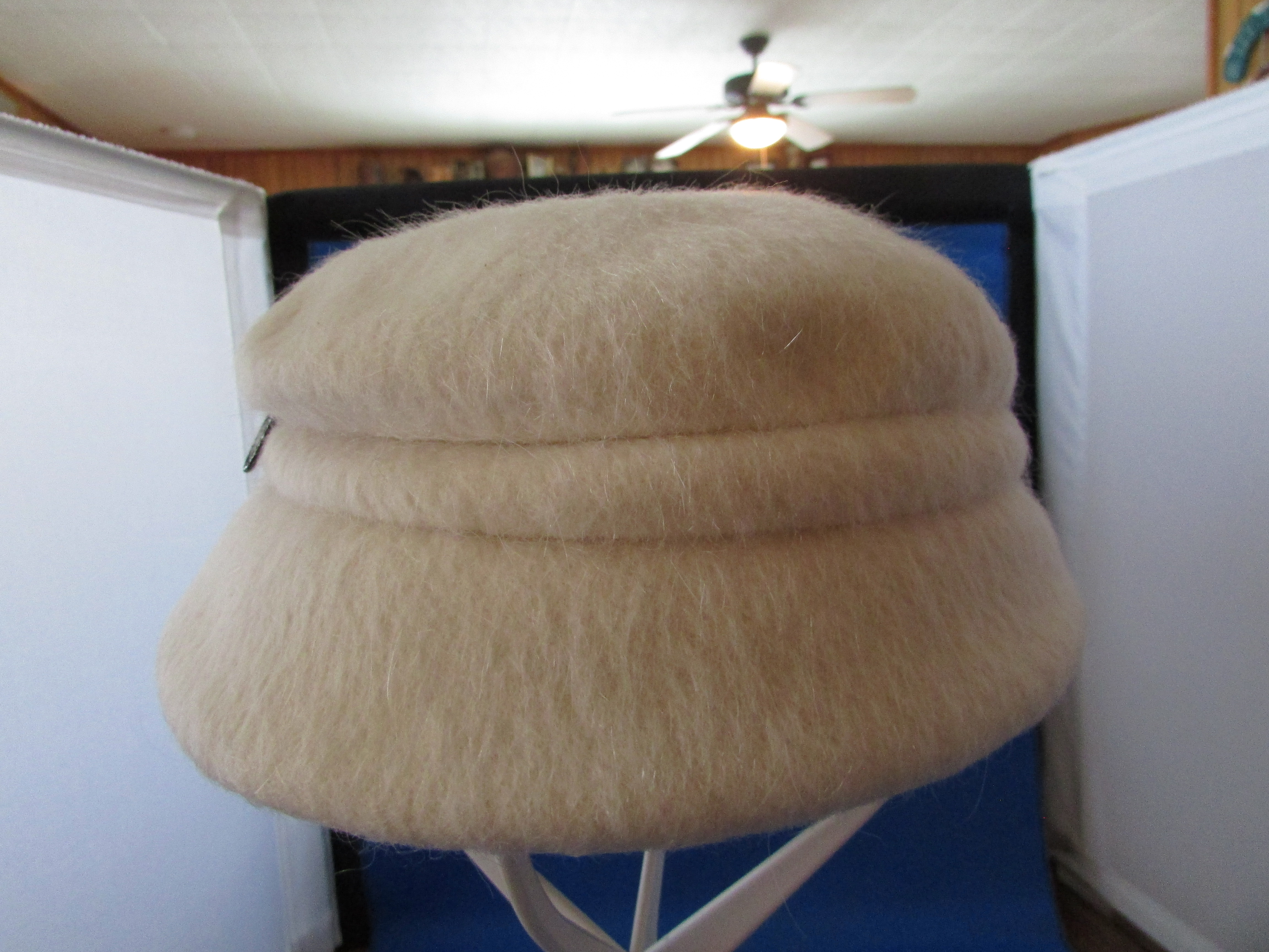 Cream Wool Hat with Rhinestone Circle Decorations