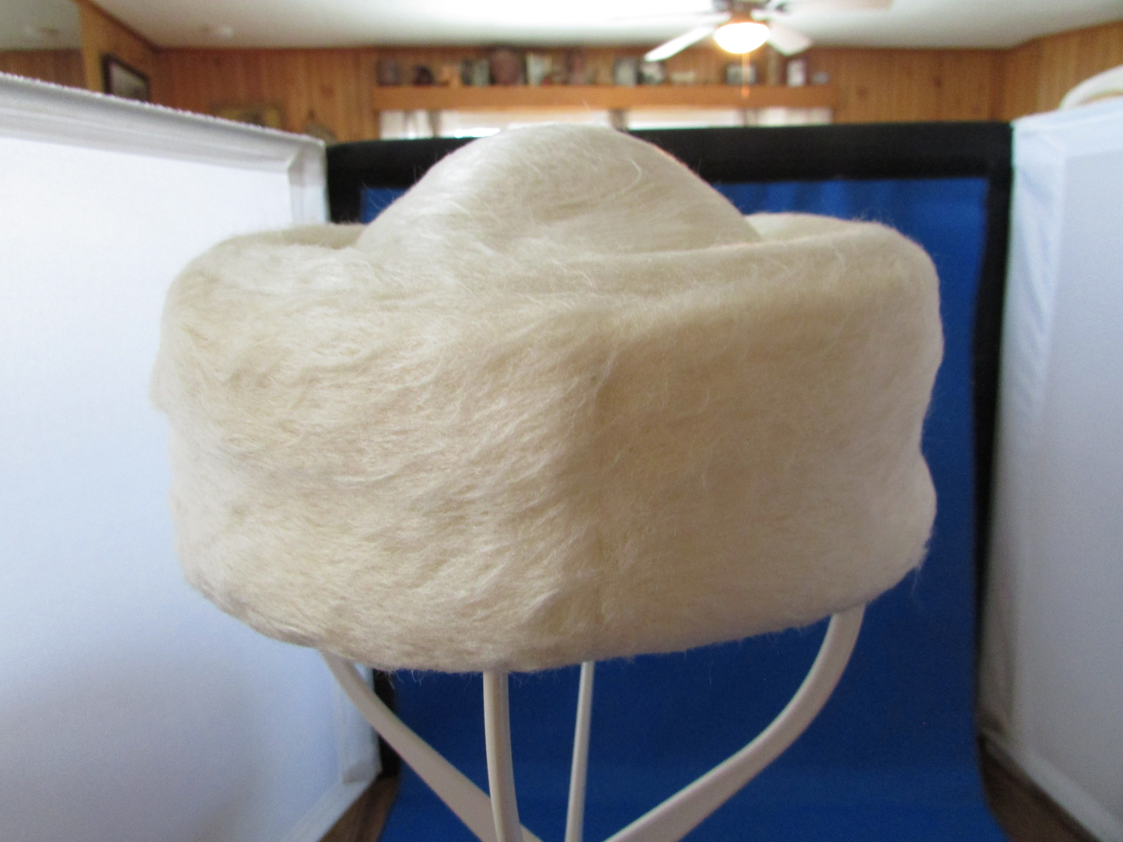 Cream Brushed Felt Pill Box Hat