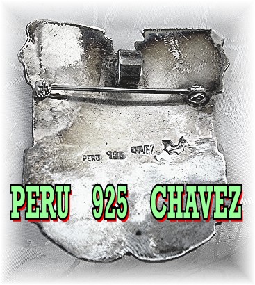 Brooch  Peruvian Sterling Silver Signed CHAVEZ