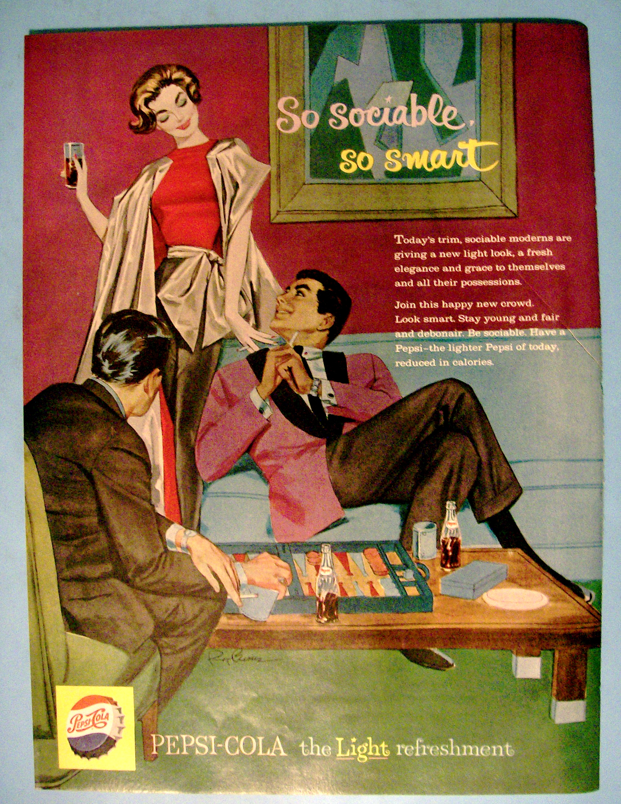 1959 Pepsi Cola (Pepsi) w/ a Woman Holding a Glass