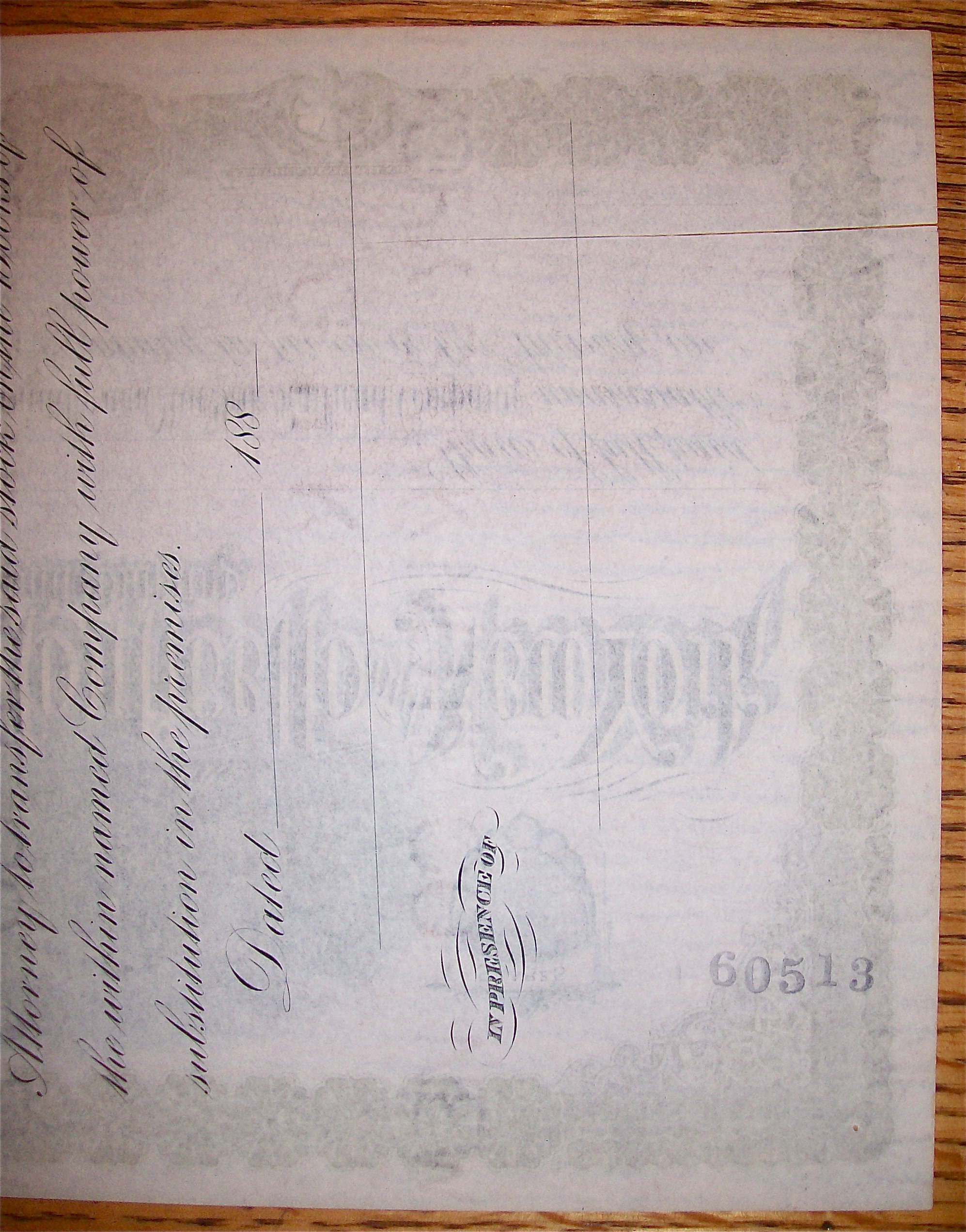 1880 Port, Jervis, Monticello & New York Stock