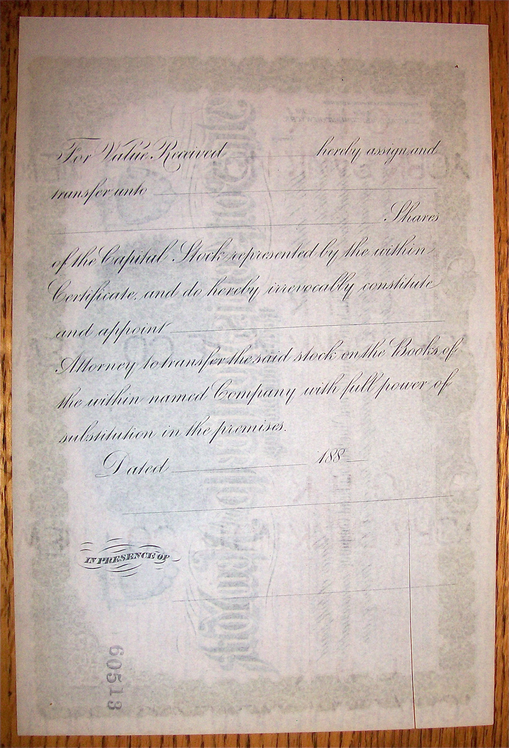 1880 Port, Jervis, Monticello & New York Stock