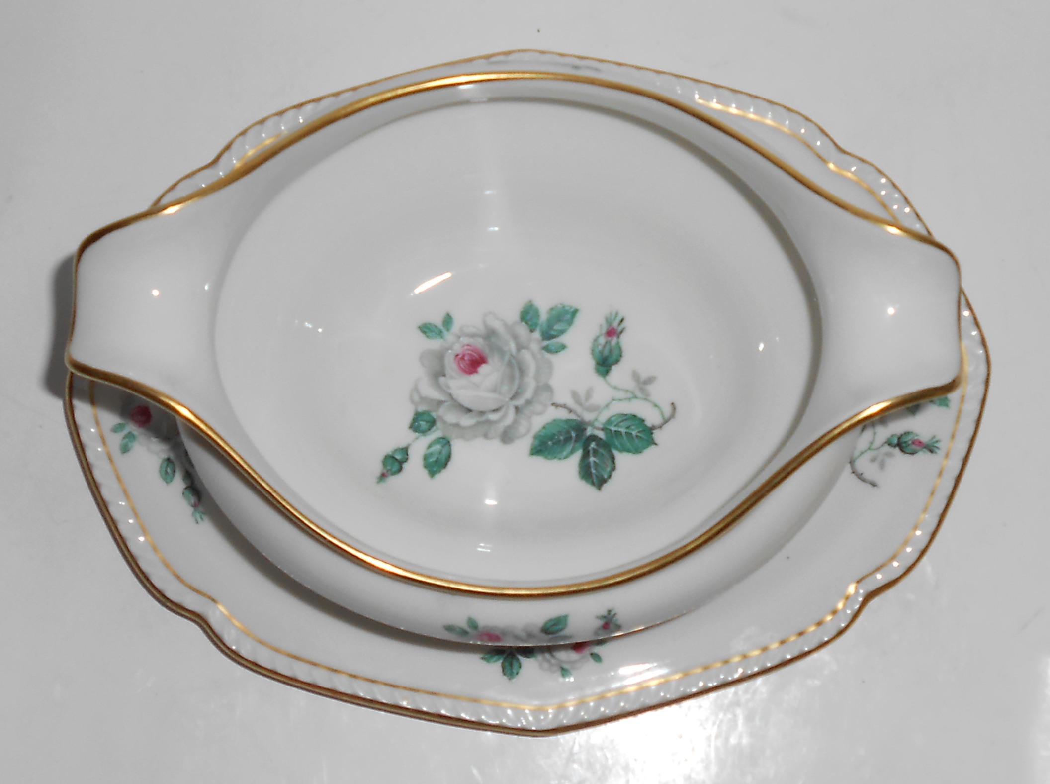 Royal Tettau Porcelain China White Rose Relish Dish!
