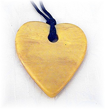 Bakelite Heart Pendant Gold 2 1/4 inches