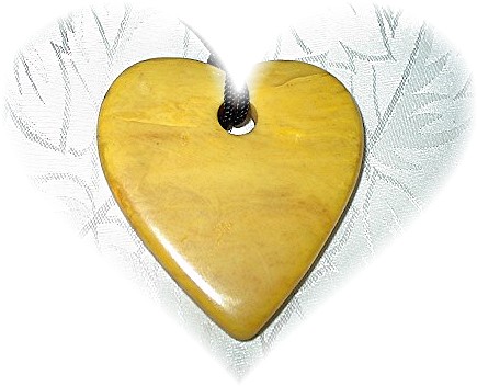 Bakelite Heart Pendant Gold 2 1/4 inches