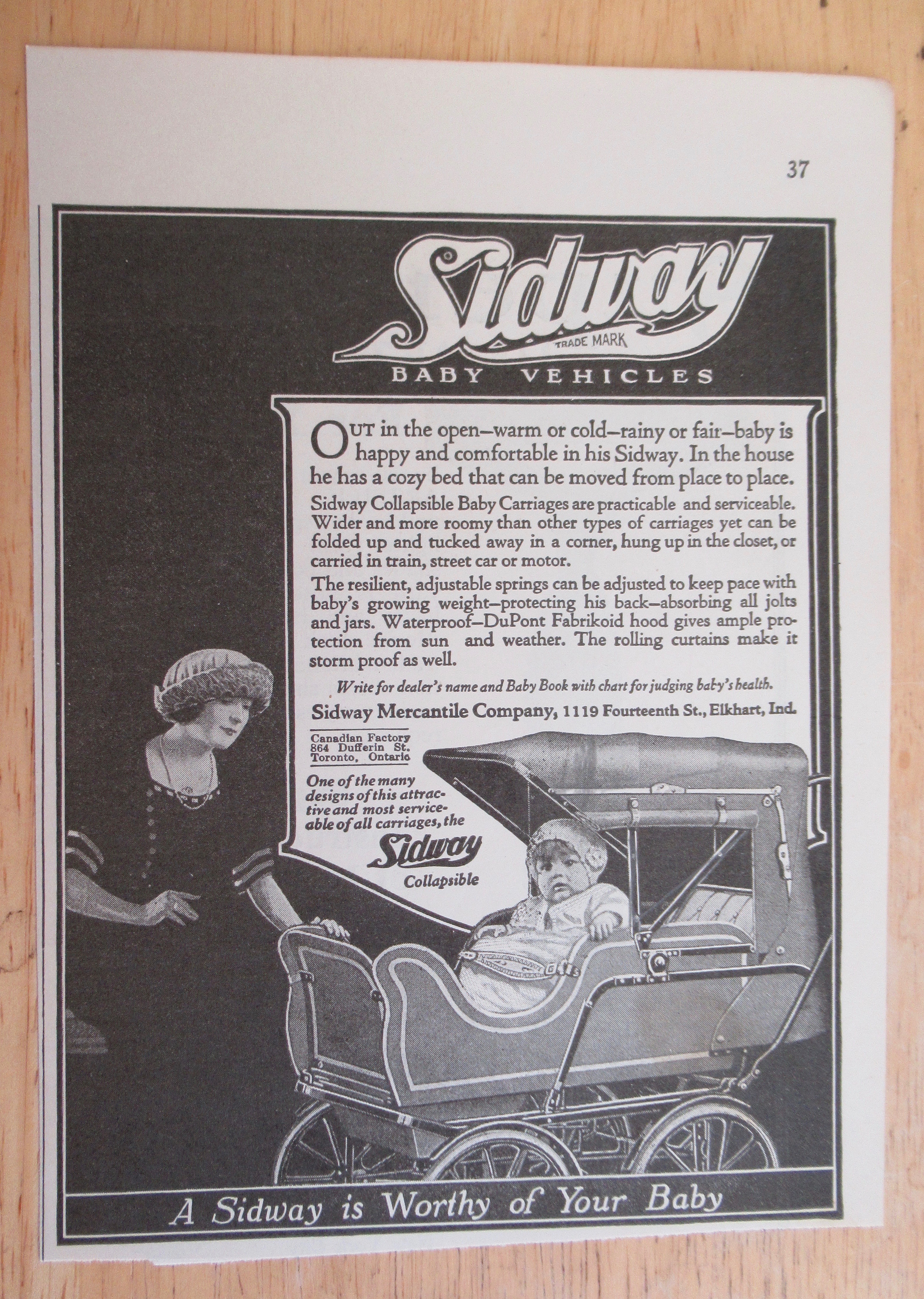 1921 Sidway Baby Vehicles w/ Collapsible Baby Carriage