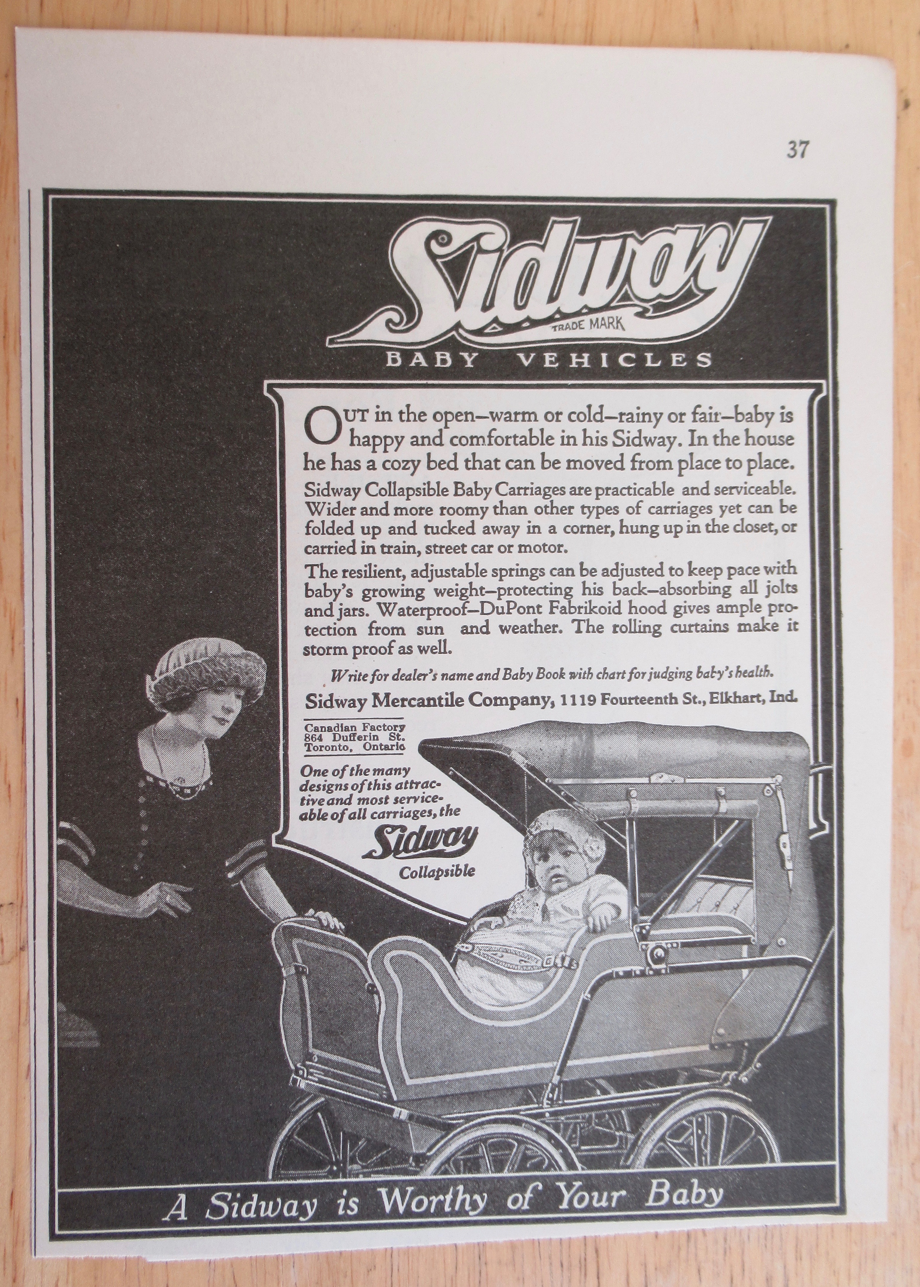 1921 Sidway Baby Vehicles w/ Collapsible Baby Carriage