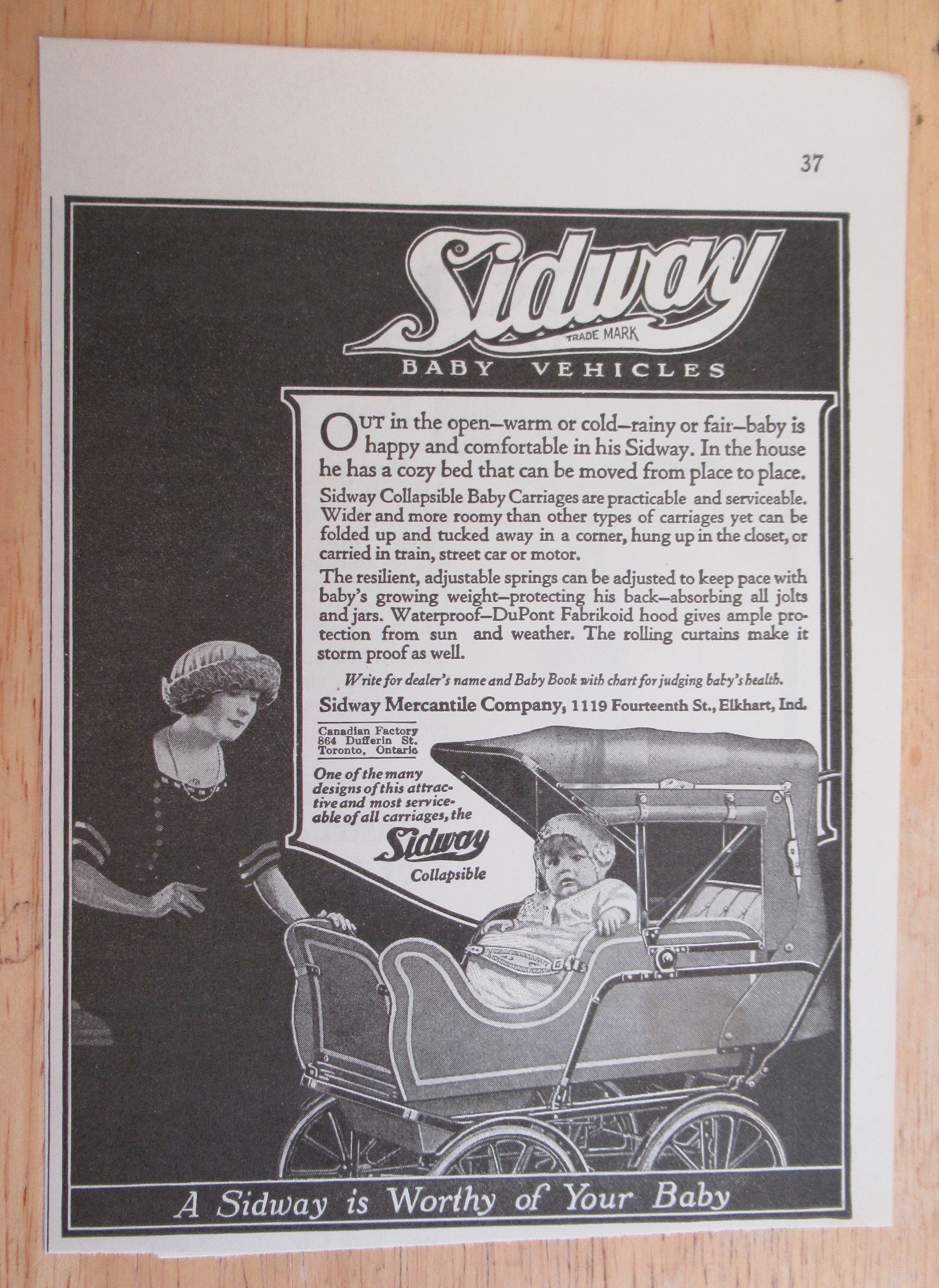 1921 Sidway Baby Vehicles w/ Collapsible Baby Carriage