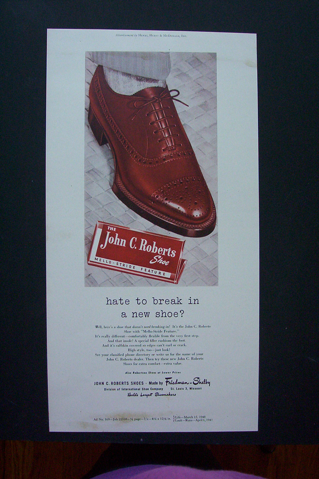 1948 John C. Roberts Shoes with Featuring a Shoe