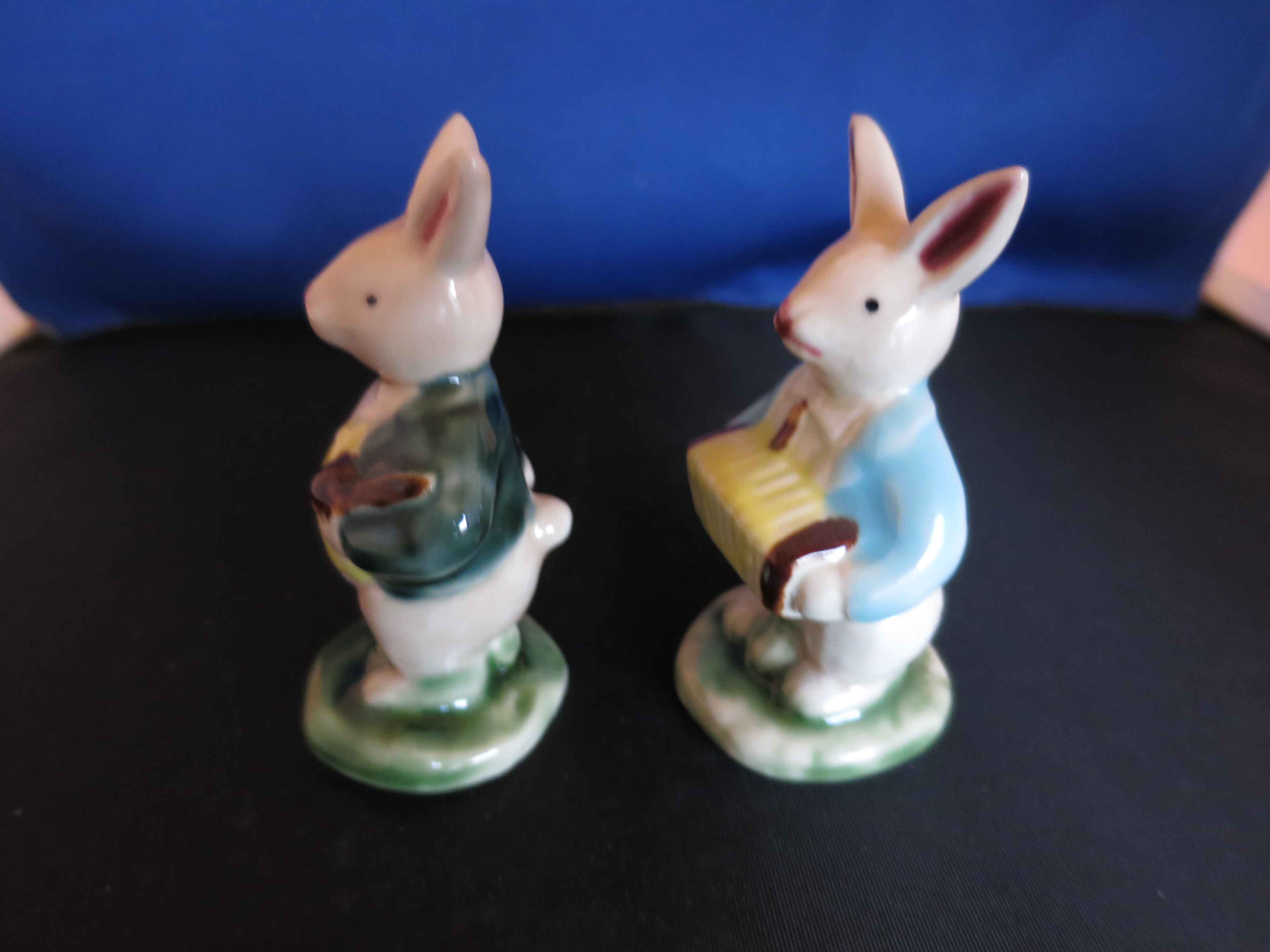 Miniature Bunny Rabbit Figurines Musicians 2 Males