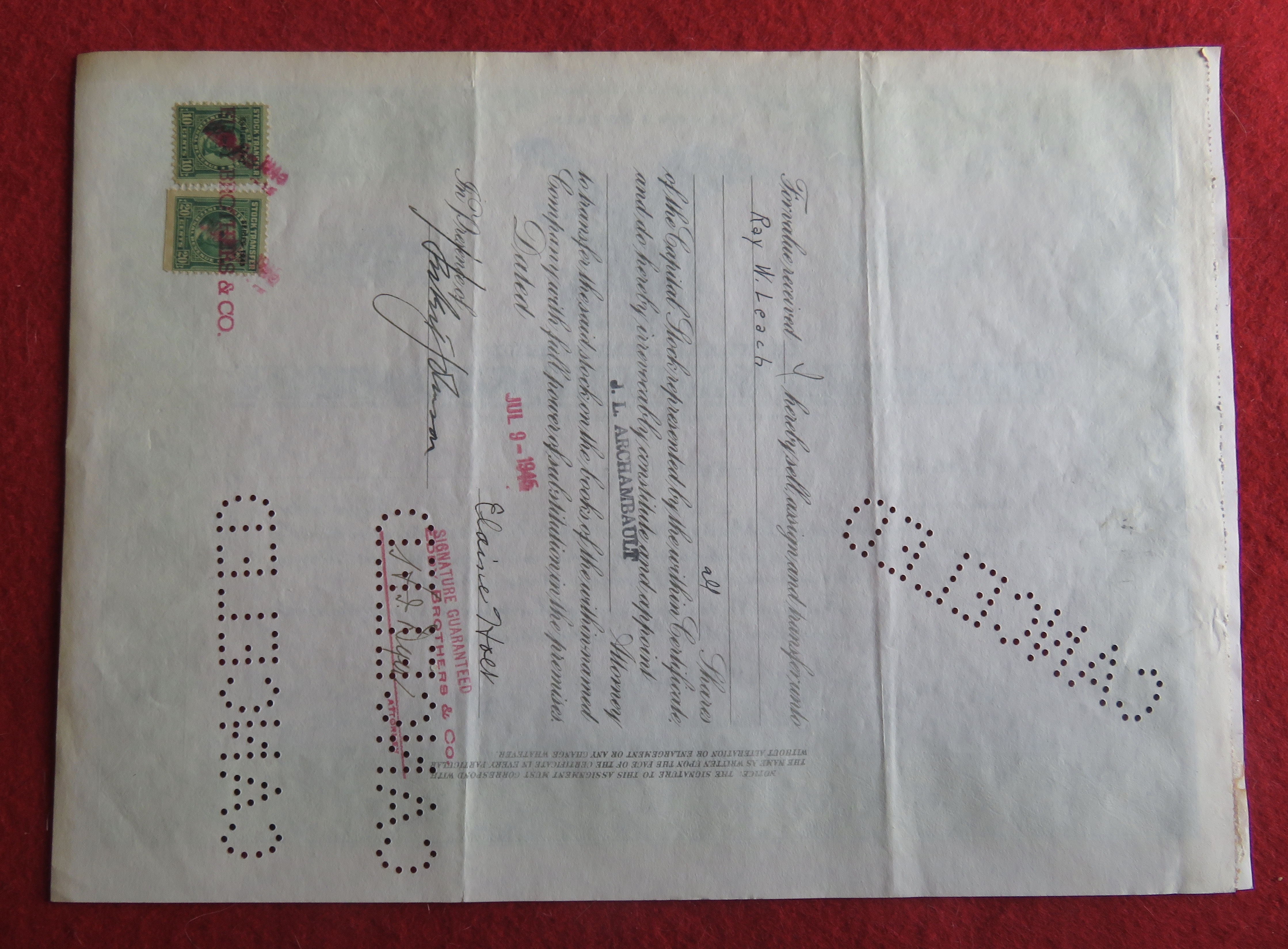 1943 The Eastern Malleable Iron Co Stock Certificate