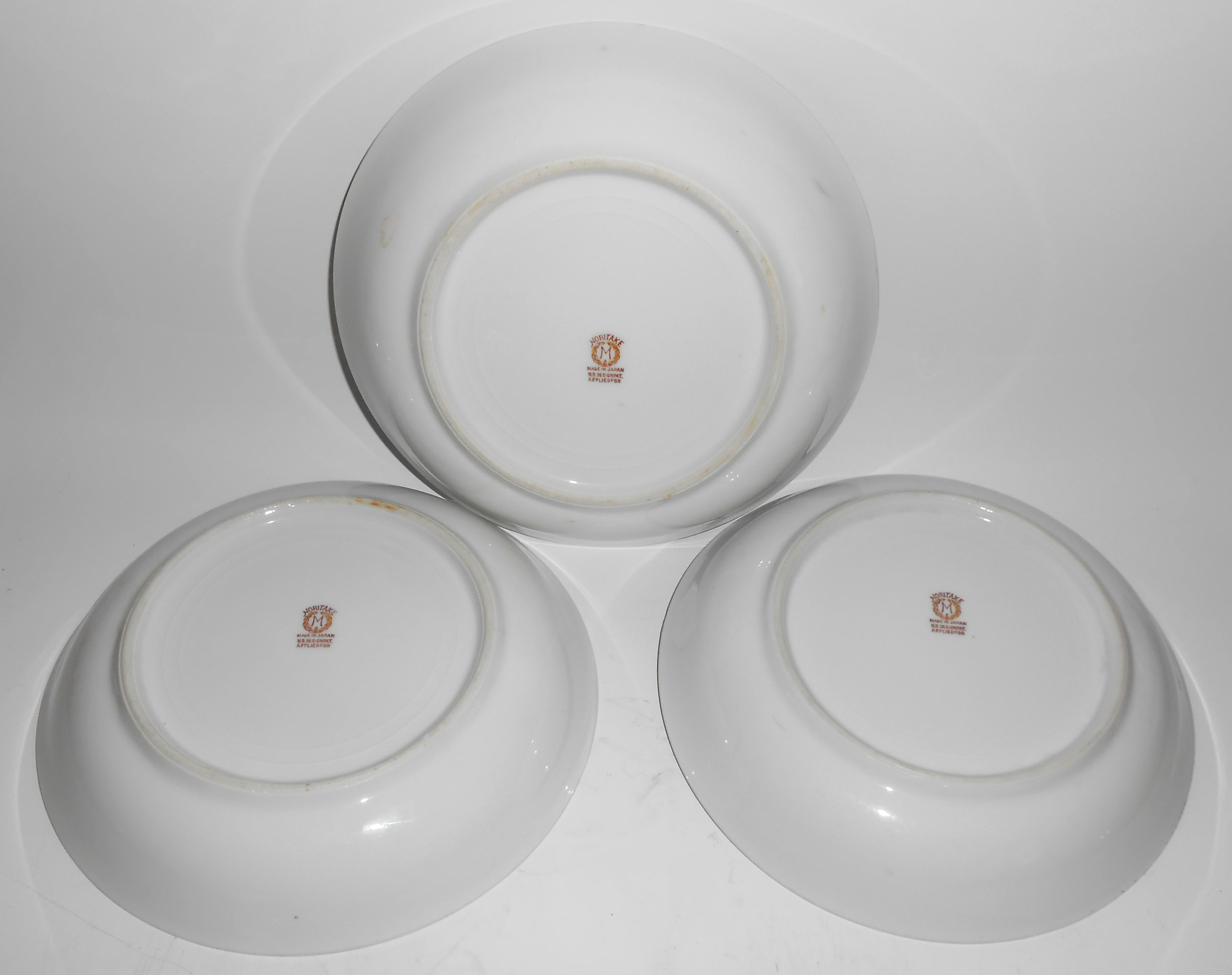 Noritake China Eagle W/Floral Garland Set/3 Soup Bowls