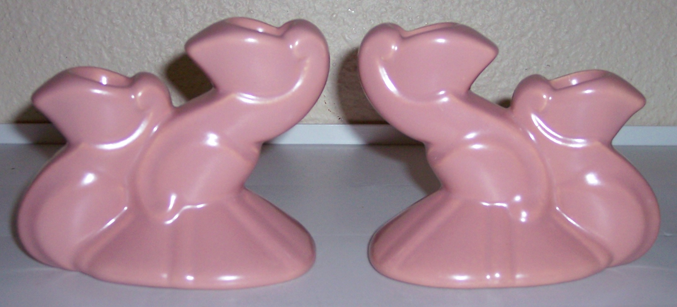 Bauer Pottery Cal-Art Pr Ray Murray Pink Candlesticks