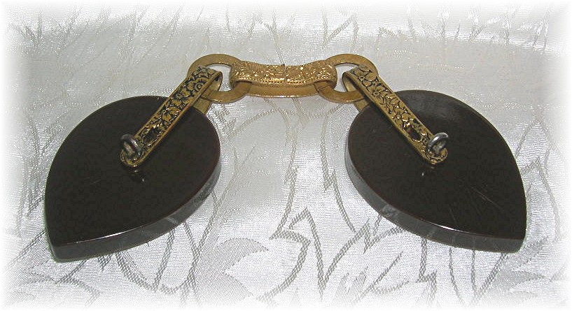 Chocolate brown Bakelite & Goldtone Coat Clas