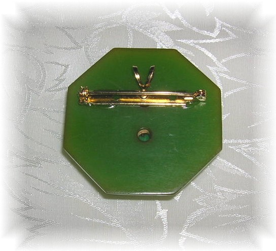Bakelite Apple Green & Red Artist Button Pin