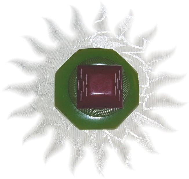 Bakelite Apple Green & Red Artist Button Pin