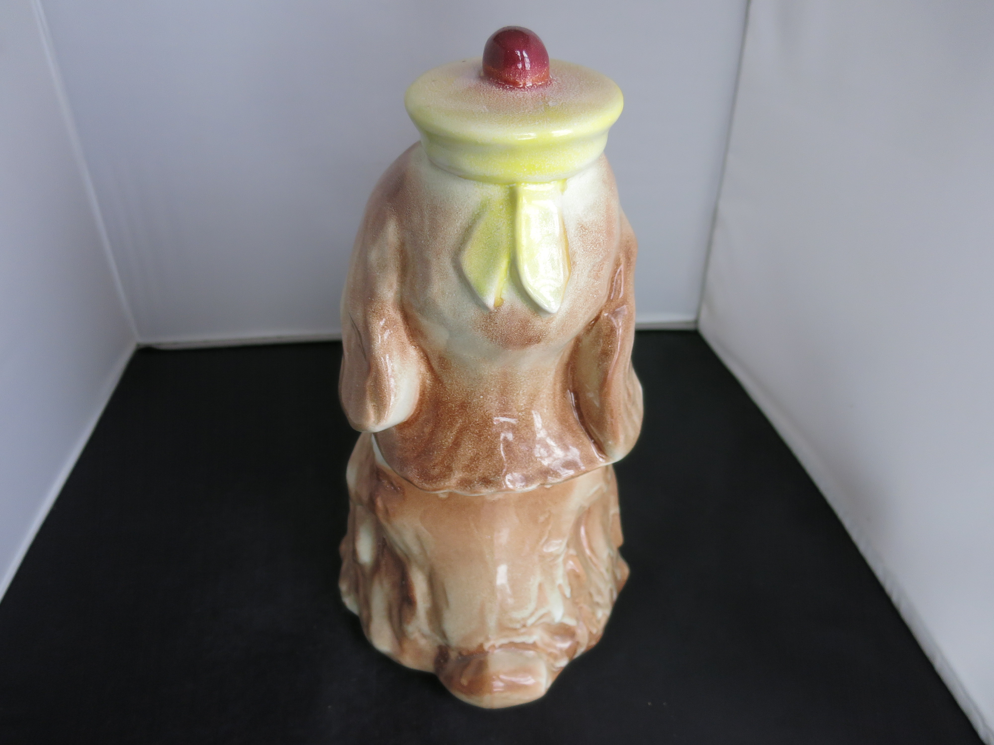 Brush Pottery Spaniel Puppy Dog on Basket Cookie Jar