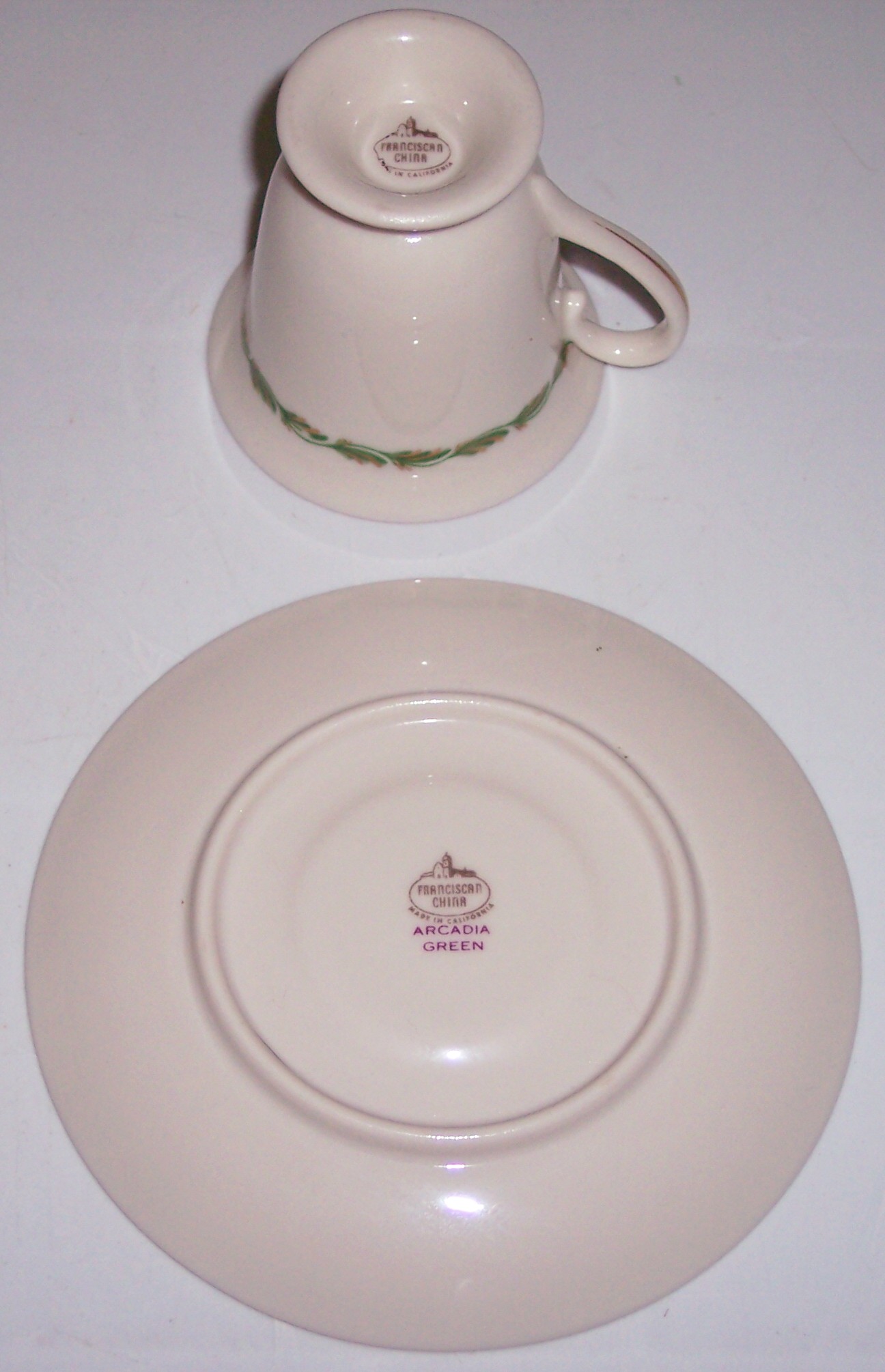 Franciscan Fine China Arcadia Green Demi Cup/Saucer!