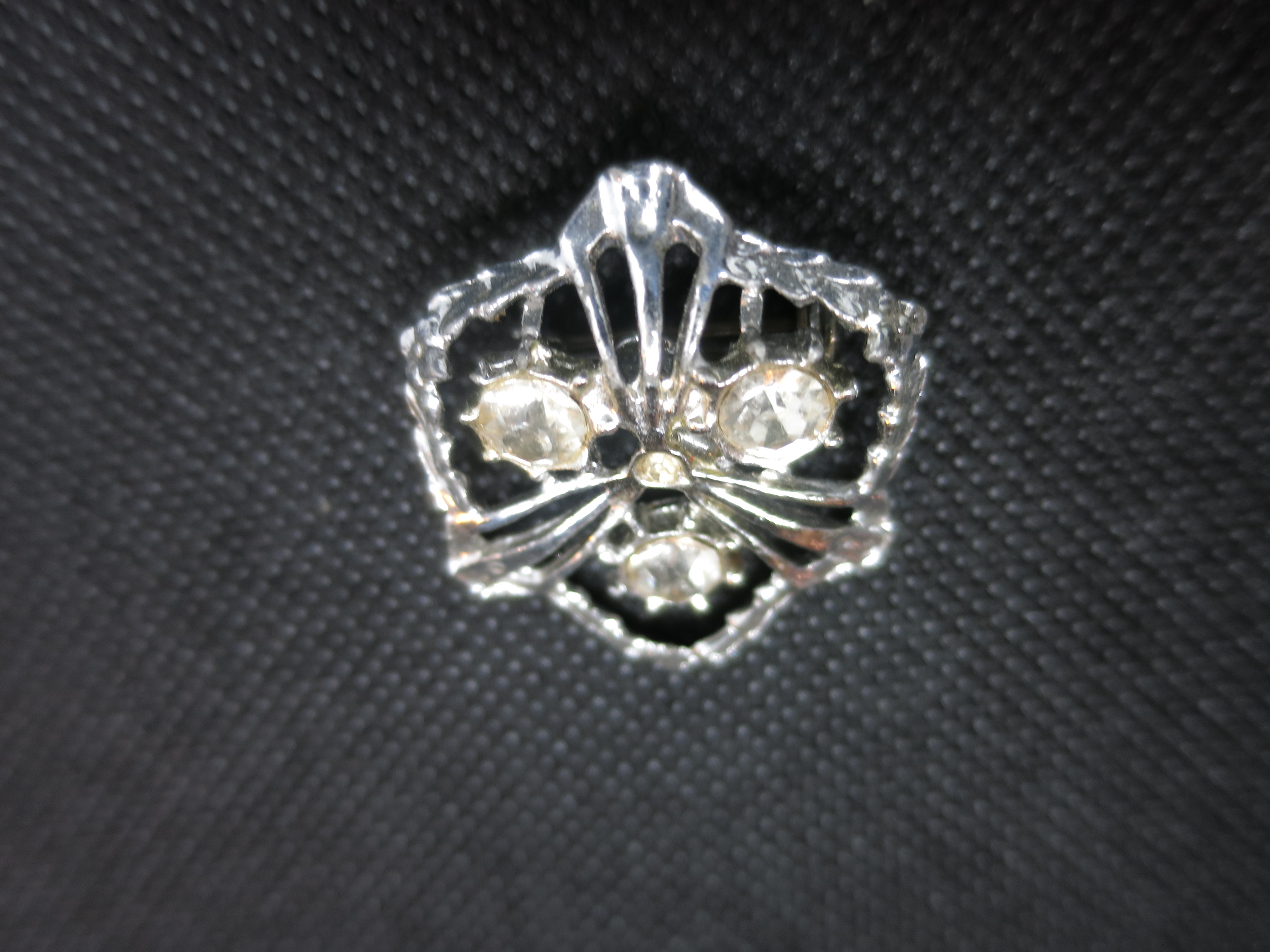 Rhinestone Pin Silver Tone Crystal Clear