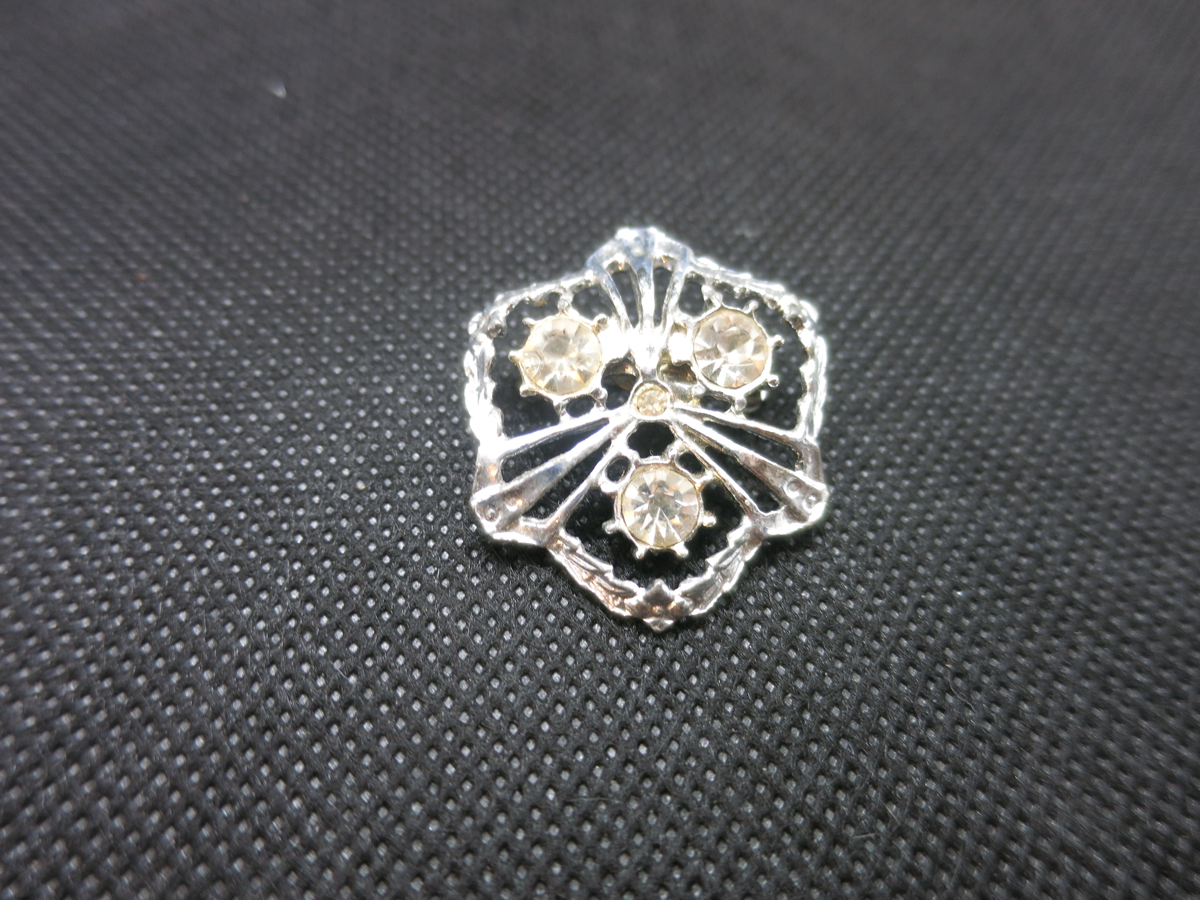 Rhinestone Pin Silver Tone Crystal Clear