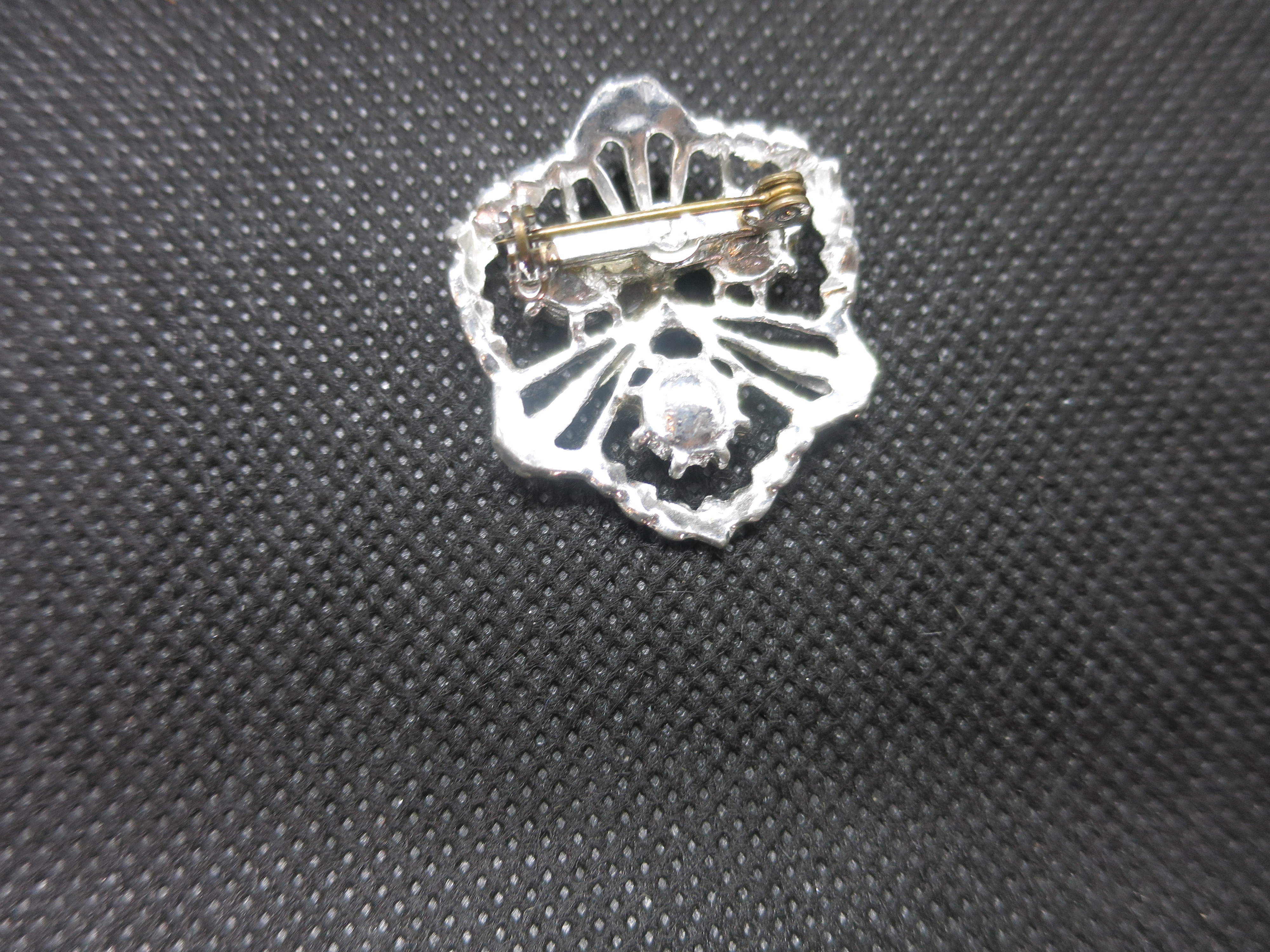 Rhinestone Pin Silver Tone Crystal Clear