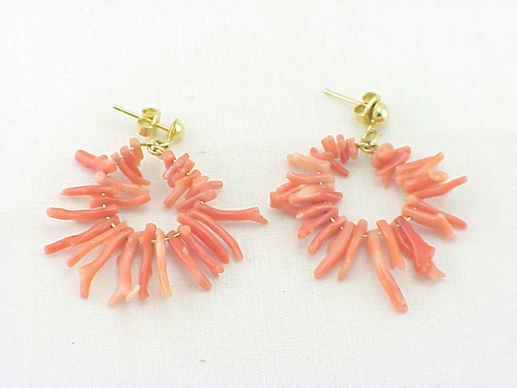 Dangling Angelskin Angel Skin Coral Pierced Earrings
