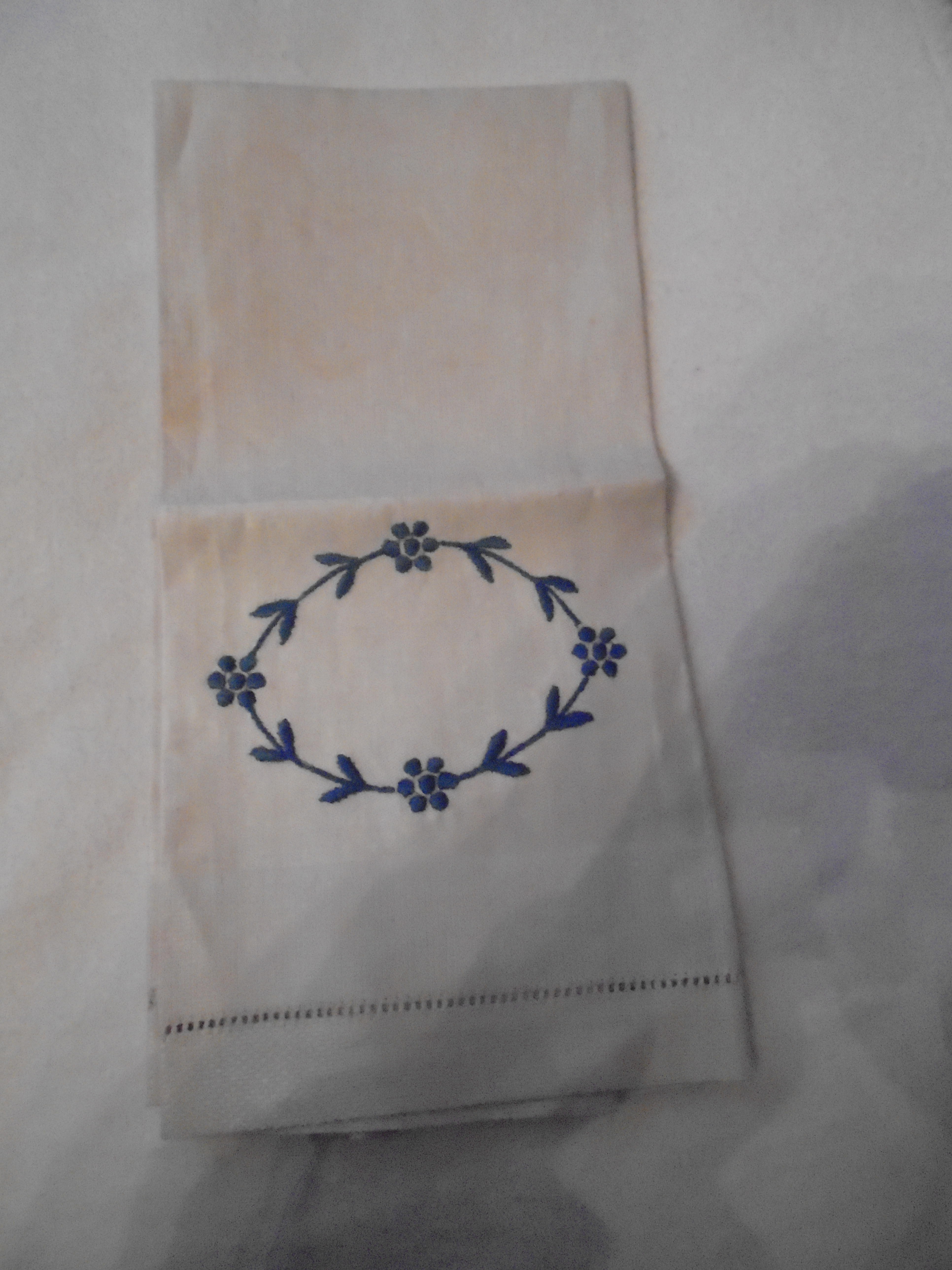 Linen Floral Embroidered Hand or Tea Towel