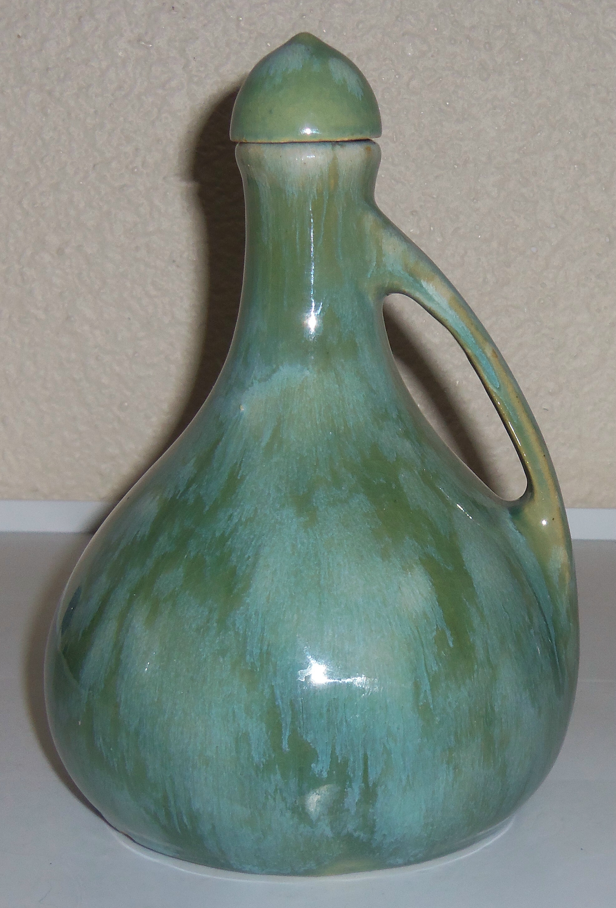 Brush McCoy Pottery Green Onyx Small Musical Jug w/Cap!