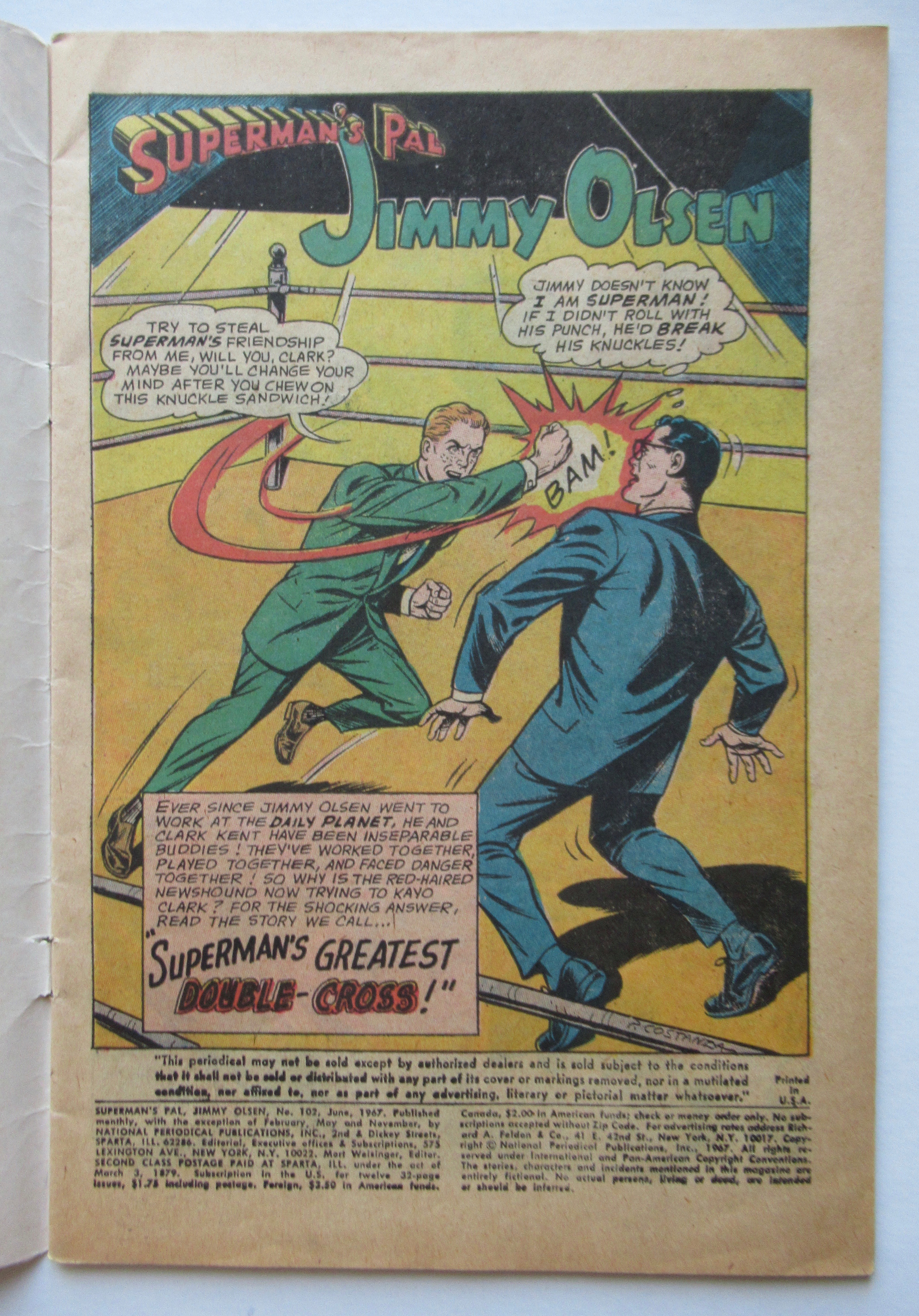 Superman's Pal Jimmy Olsen Comic June 1967 Double Cross
