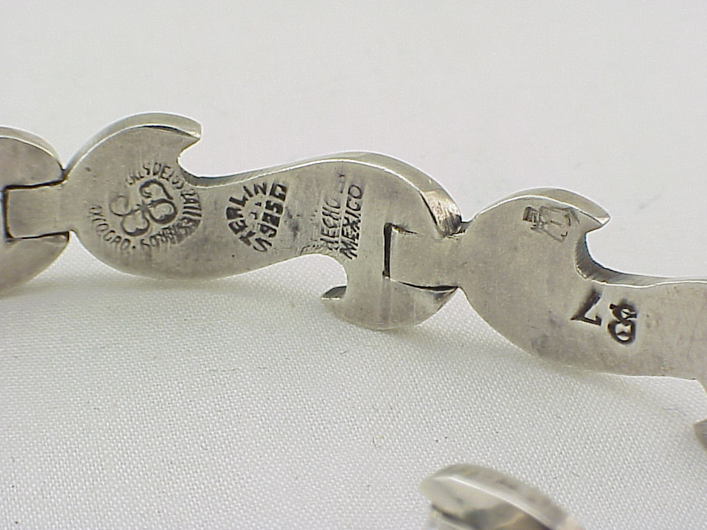 Los Ballesteros Taxco Mexico Sterling Silver Swirl Link Bracelet