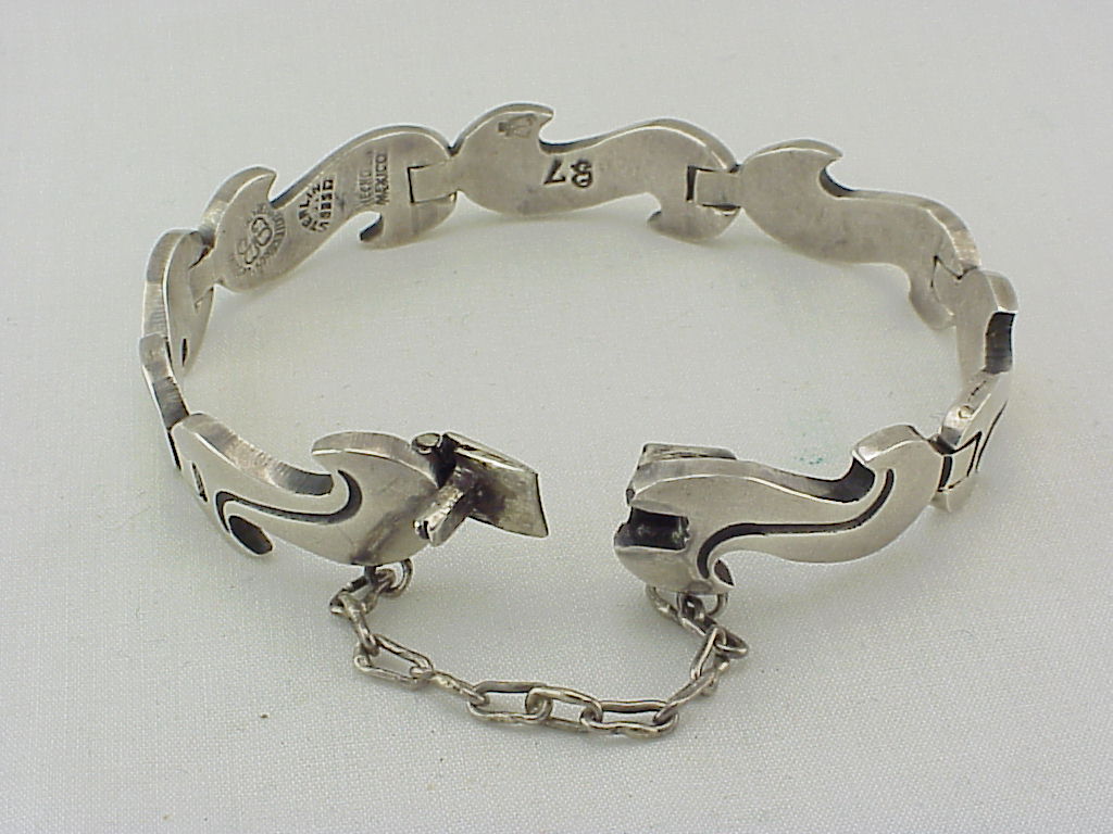 Los Ballesteros Taxco Mexico Sterling Silver Swirl Link Bracelet