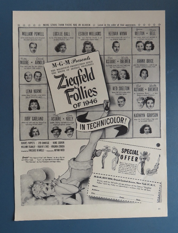 1946 Ziegfeld Follies Of 1946 With Many Stars Such As Powell, Ball, Williams, Garland, Astaire & More
