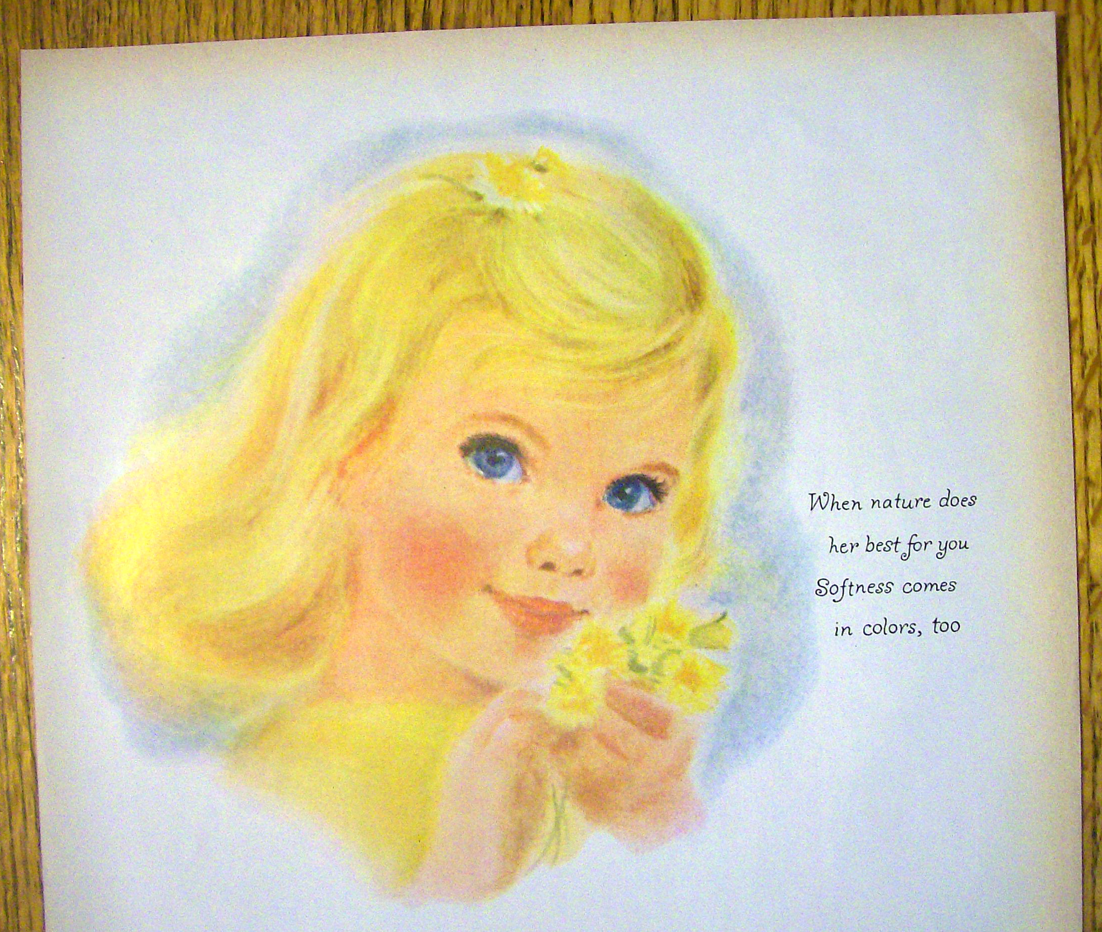 1959 Northern with Little Blonde GIrl & Yellow Flowers