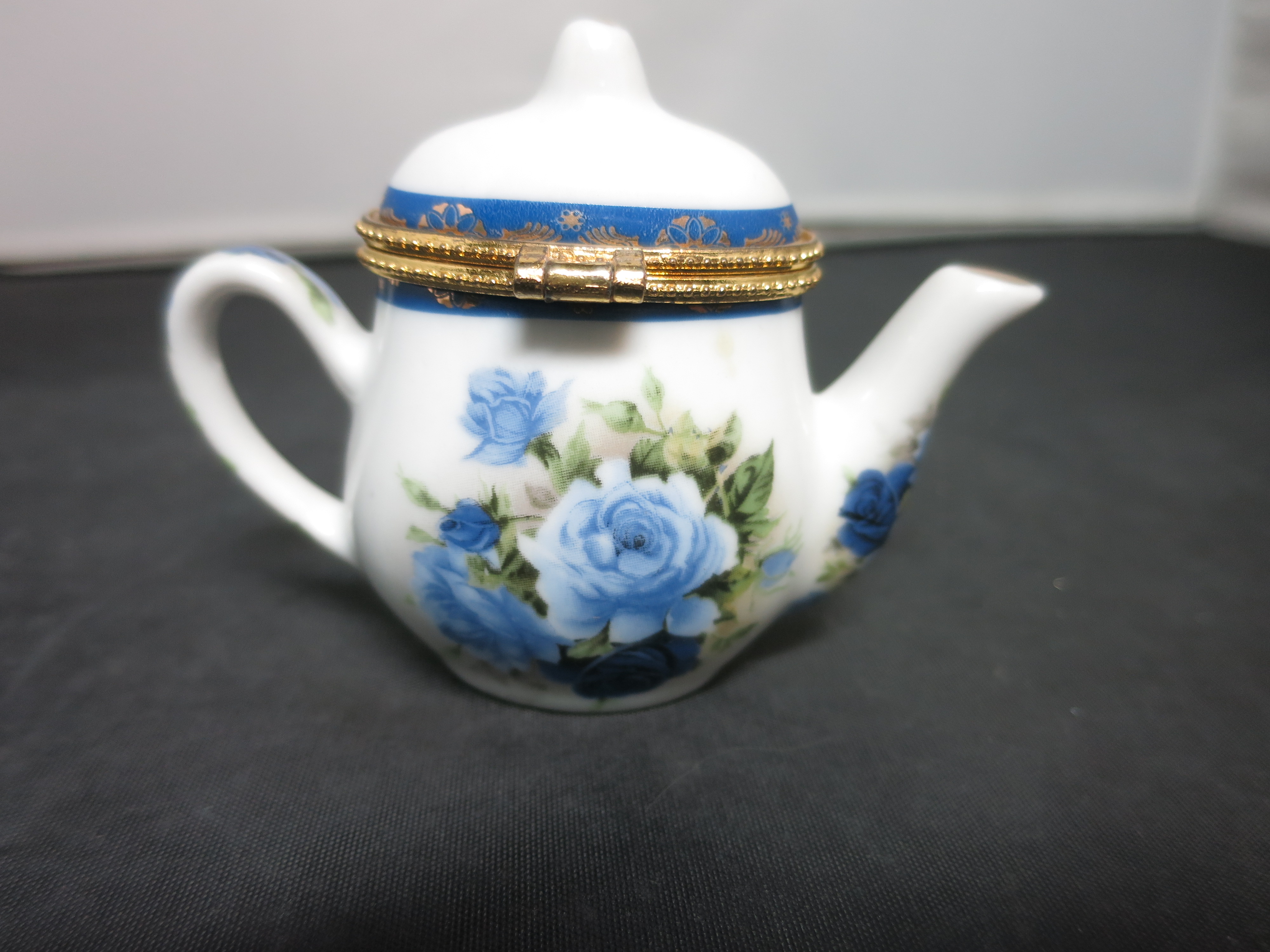 Porcelain Miniature Teapot Trinket Box
