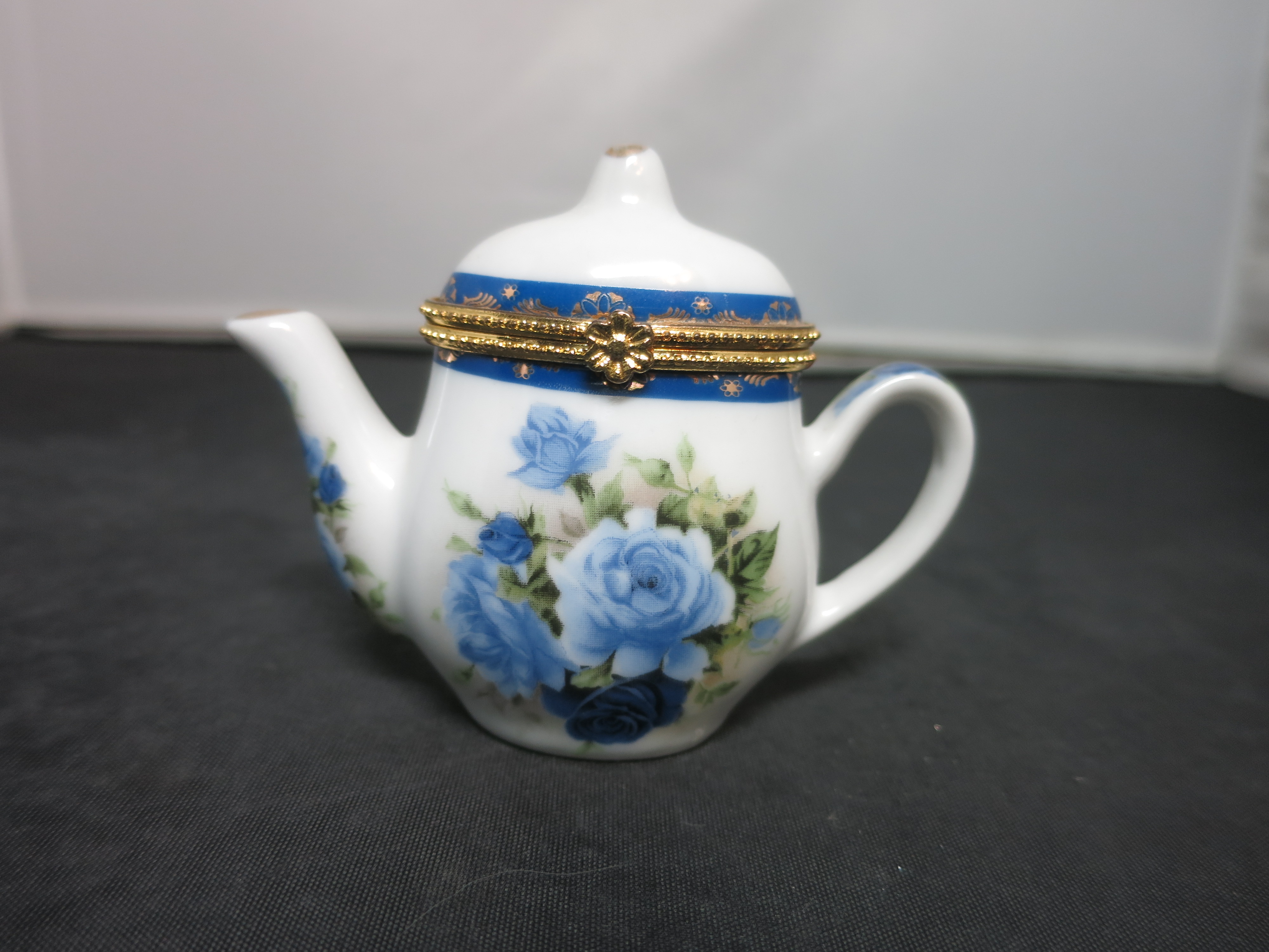 Porcelain Miniature Teapot Trinket Box