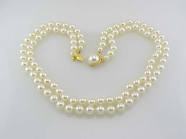 18 Inch Double Strand Faux Pearl Necklace
