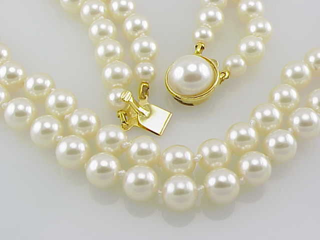18 Inch Double Strand Faux Pearl Necklace