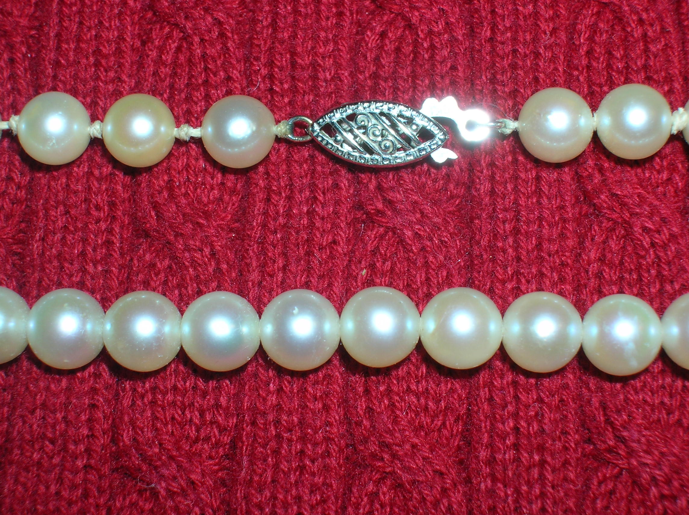 Cultured Pearl 6mm Pearl Necklace 10K Gold 15 1/4 inch