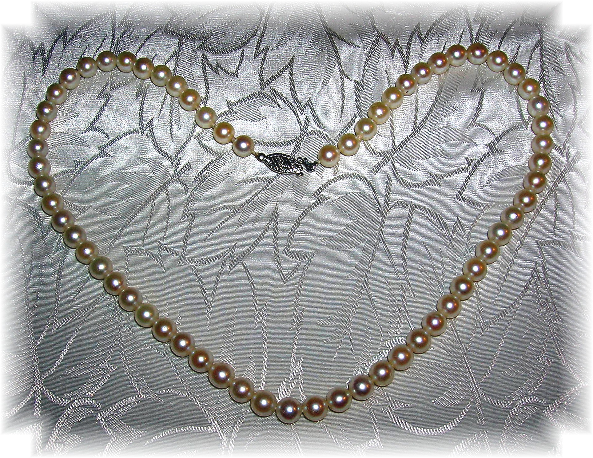 Cultured Pearl 6mm Pearl Necklace 10K Gold 15 1/4 inch