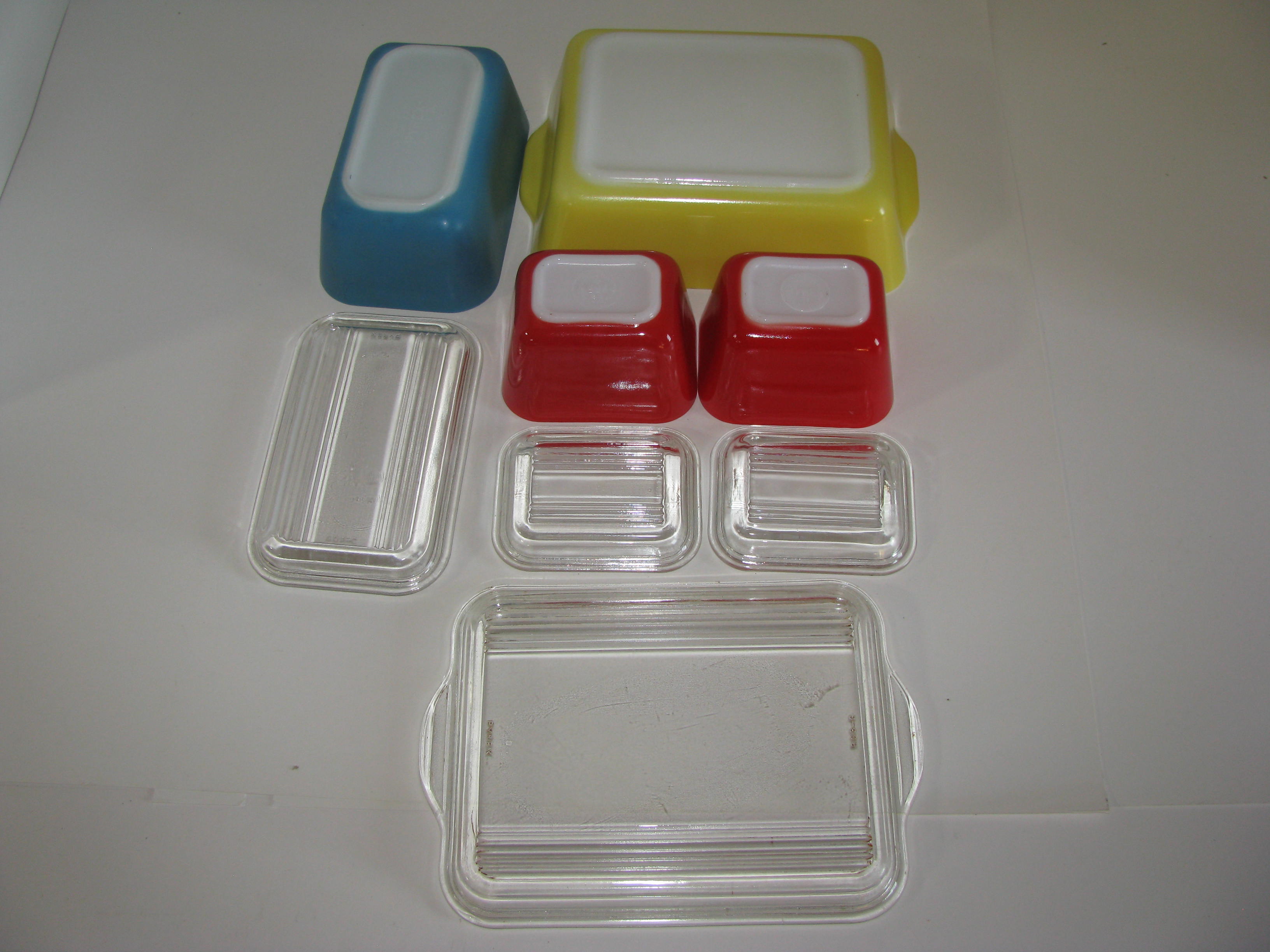 Pyrex Refrigerator Dishes Primary Colors