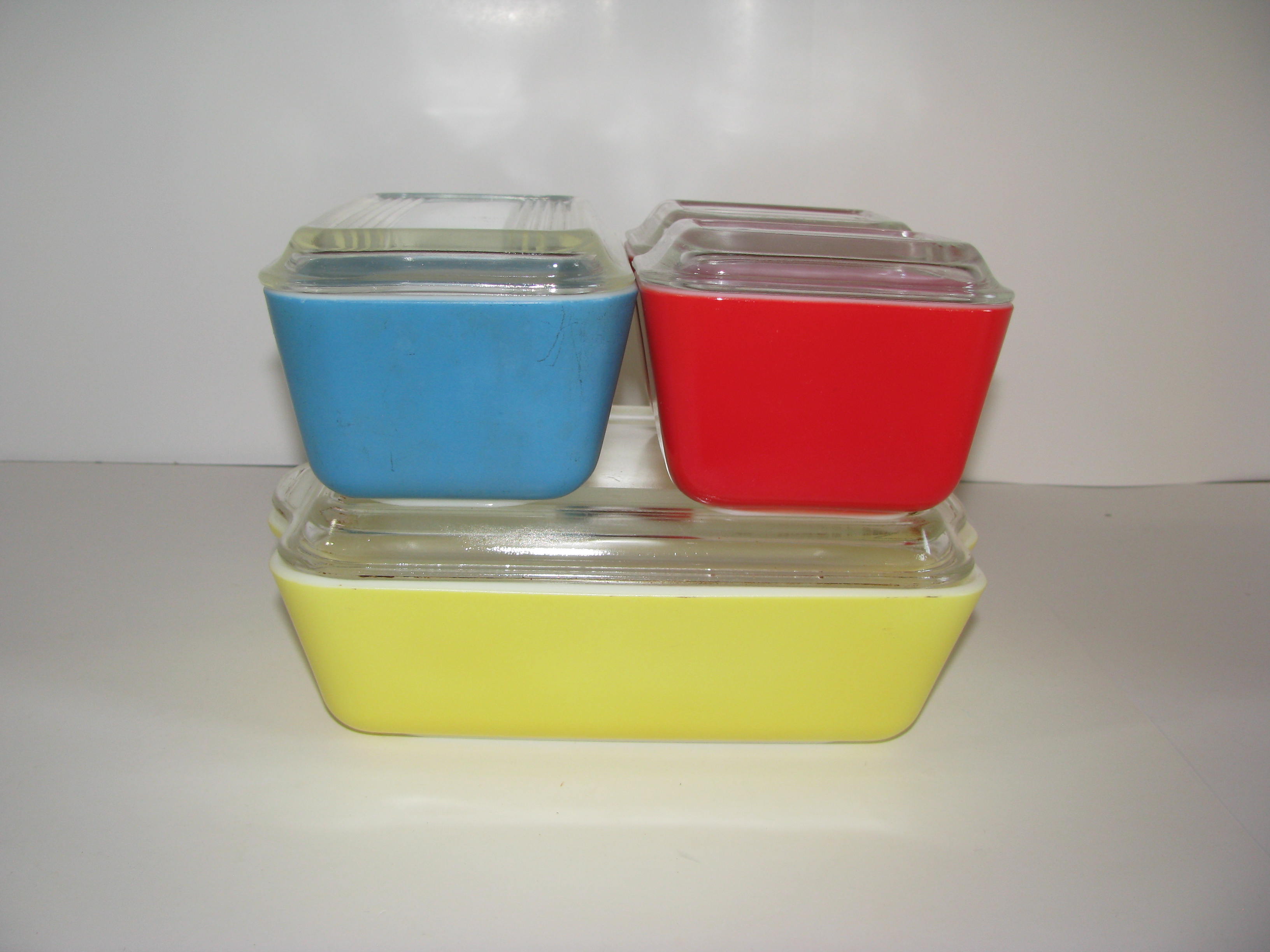 Pyrex Refrigerator Dishes Primary Colors