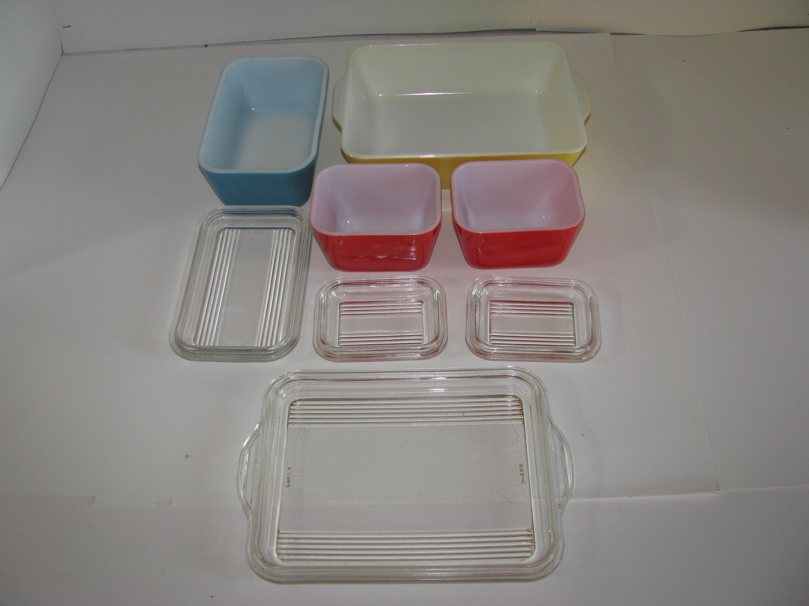 Pyrex Refrigerator Dishes Primary Colors