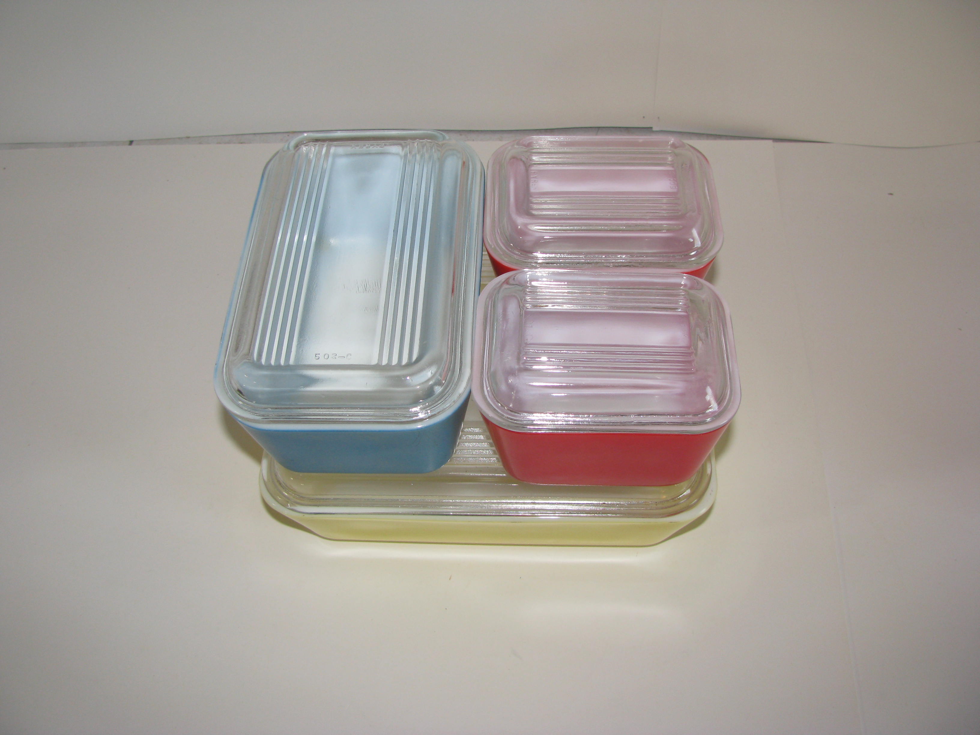 Pyrex Refrigerator Dishes Primary Colors