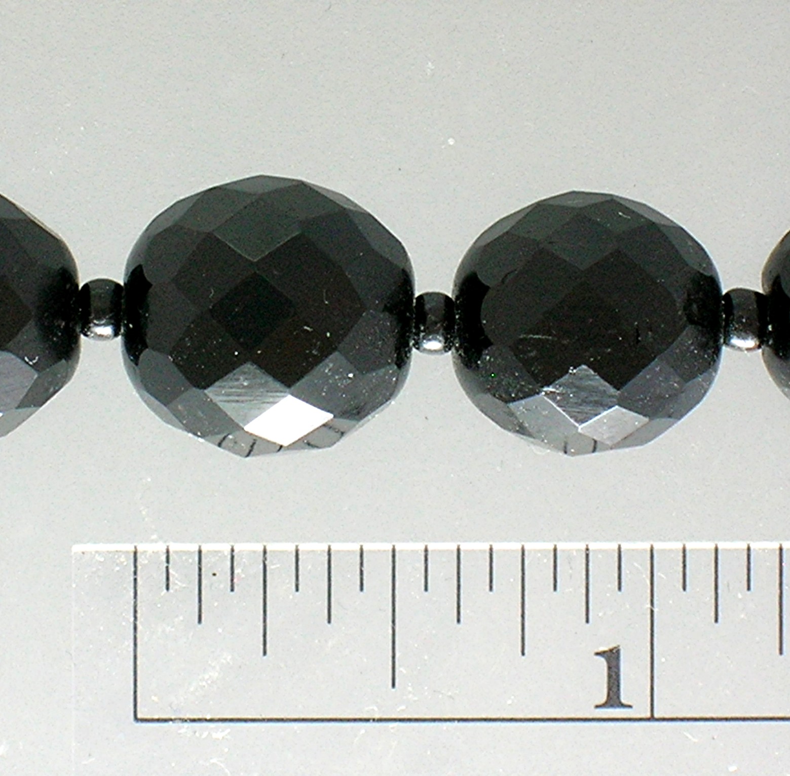 Beautiful Graduated Faceted  Black Glass Bea