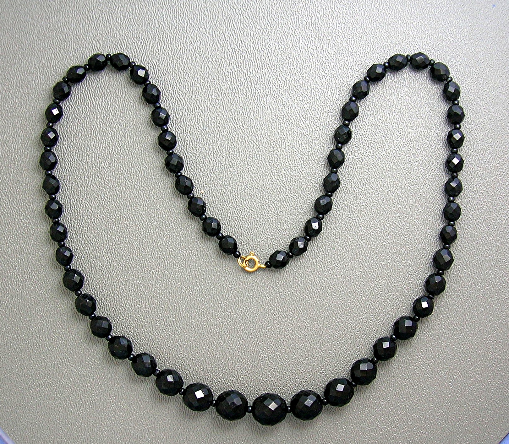 Beautiful Graduated Faceted  Black Glass Bea
