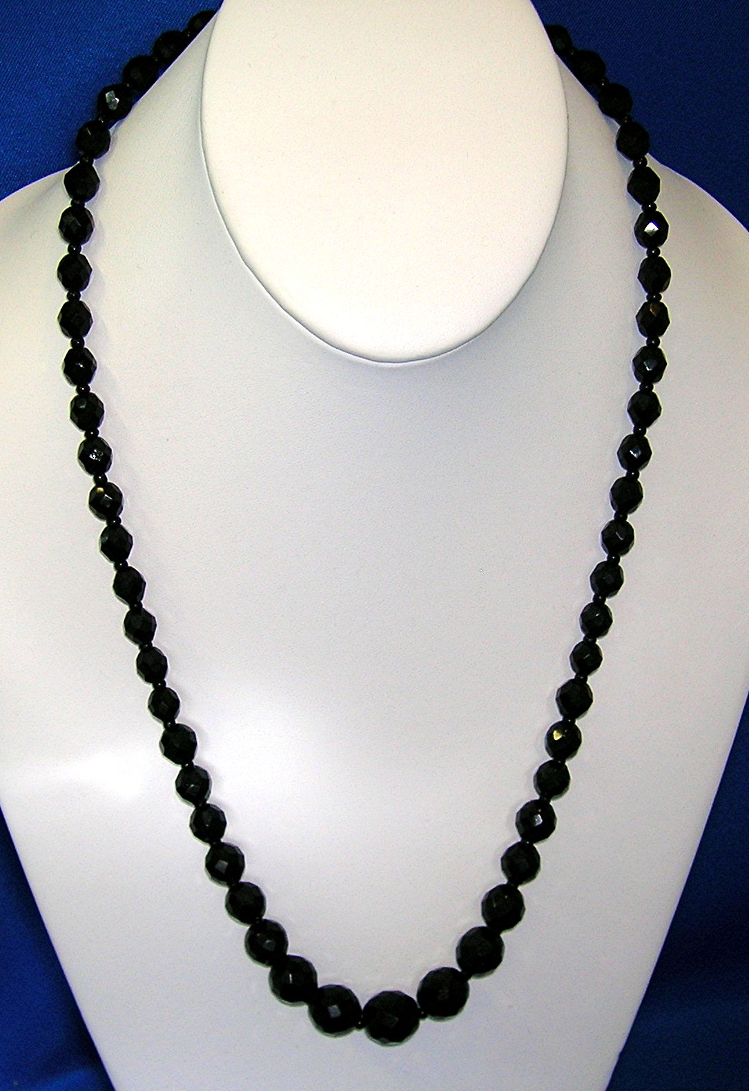 Beautiful Graduated Faceted  Black Glass Bea