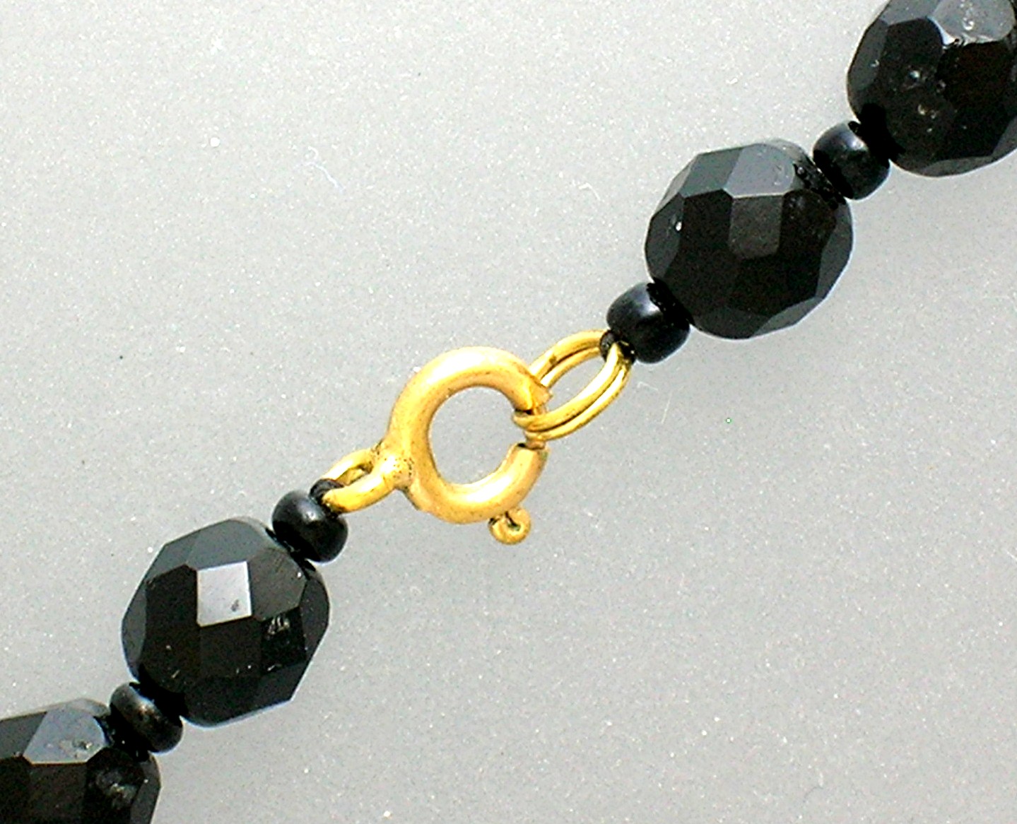 Beautiful Graduated Faceted  Black Glass Bea