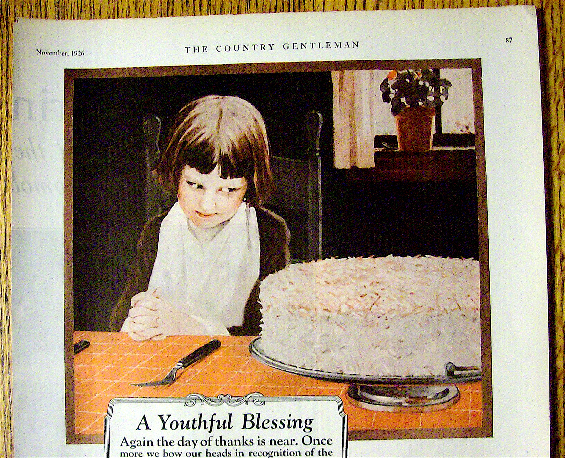 1926 Calumet Baking Powder with Boy Looking At Cake