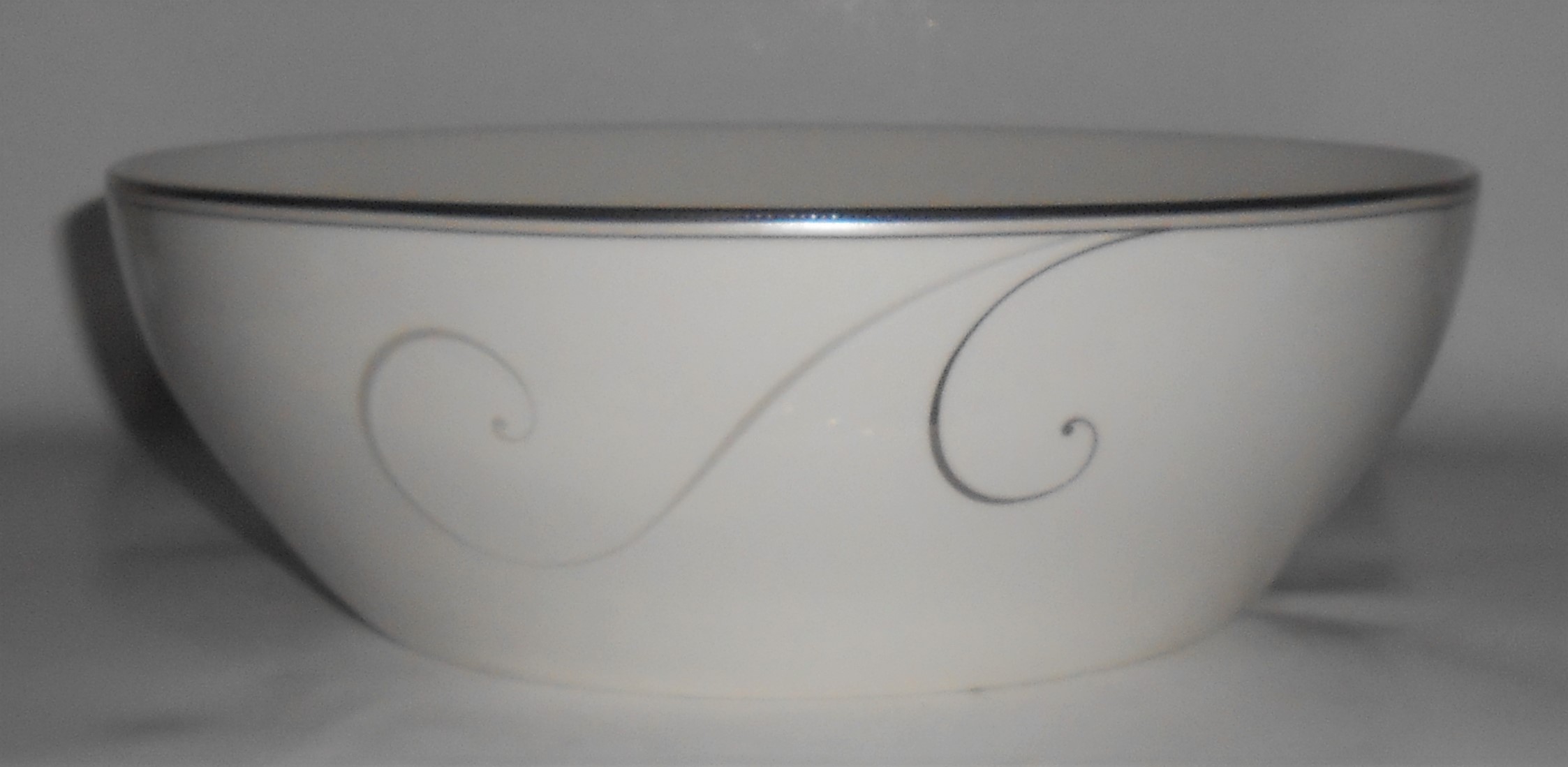 Noritake Porcelain Fine China Platinum Wave Salad Bowl
