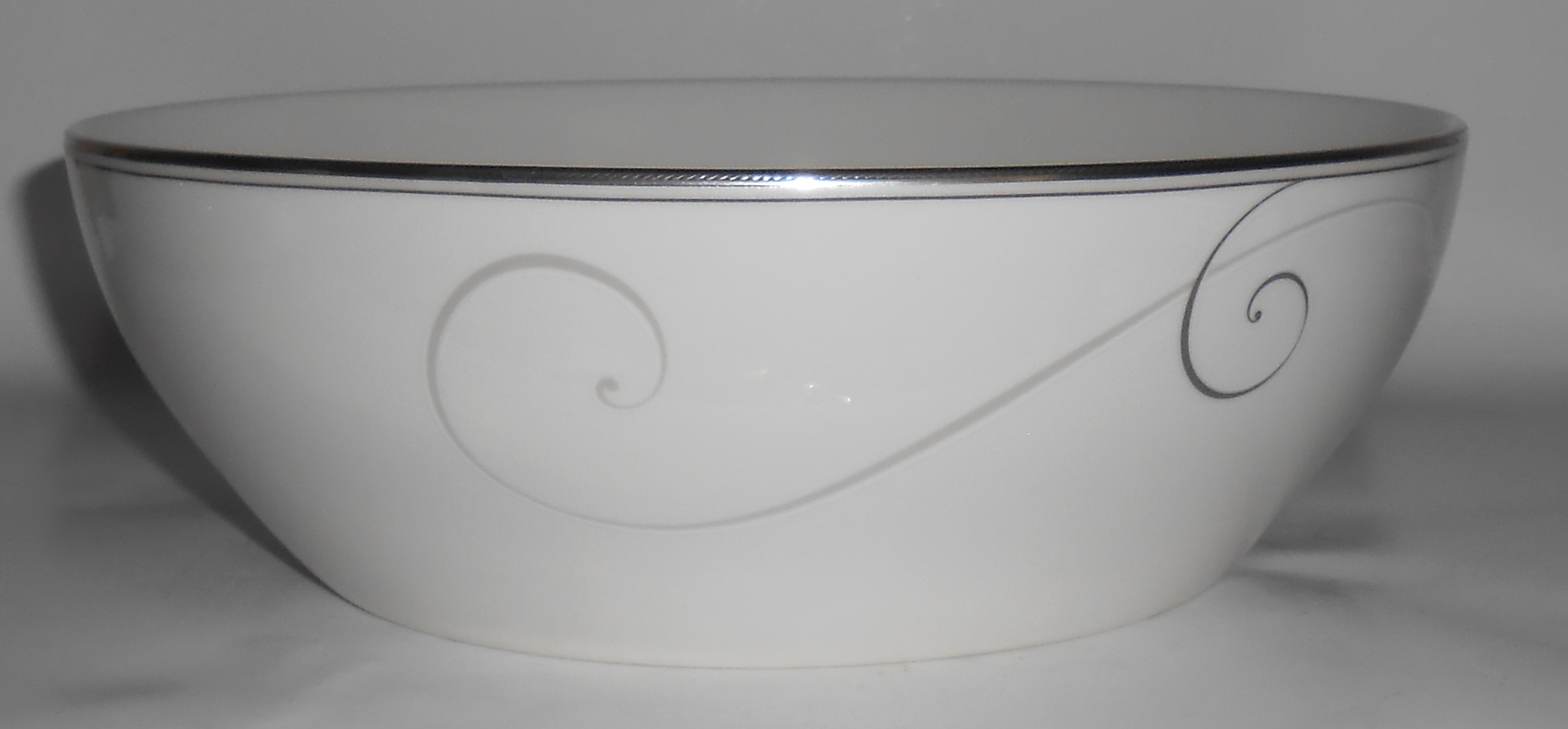 Noritake Porcelain Fine China Platinum Wave Salad Bowl